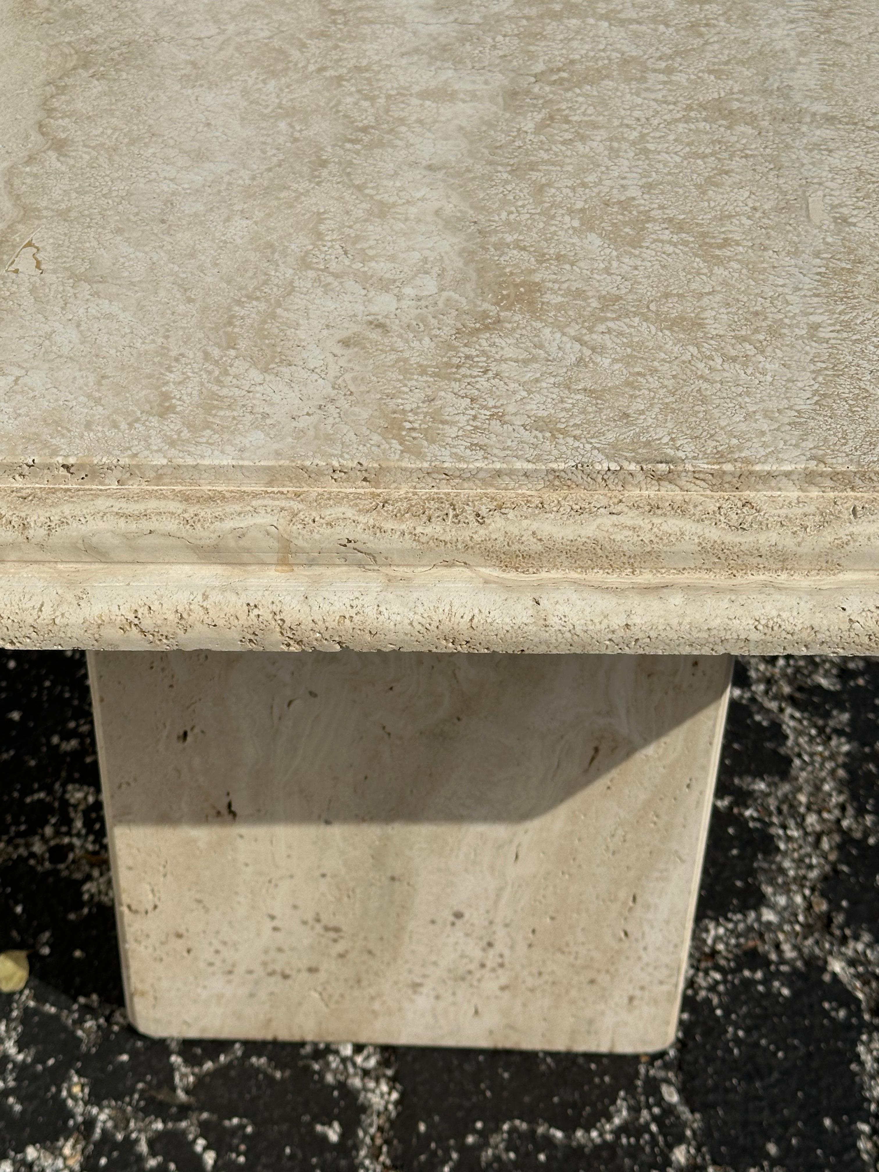 1970s Italian Travertine Square End Tables, Set of 2 For Sale 8