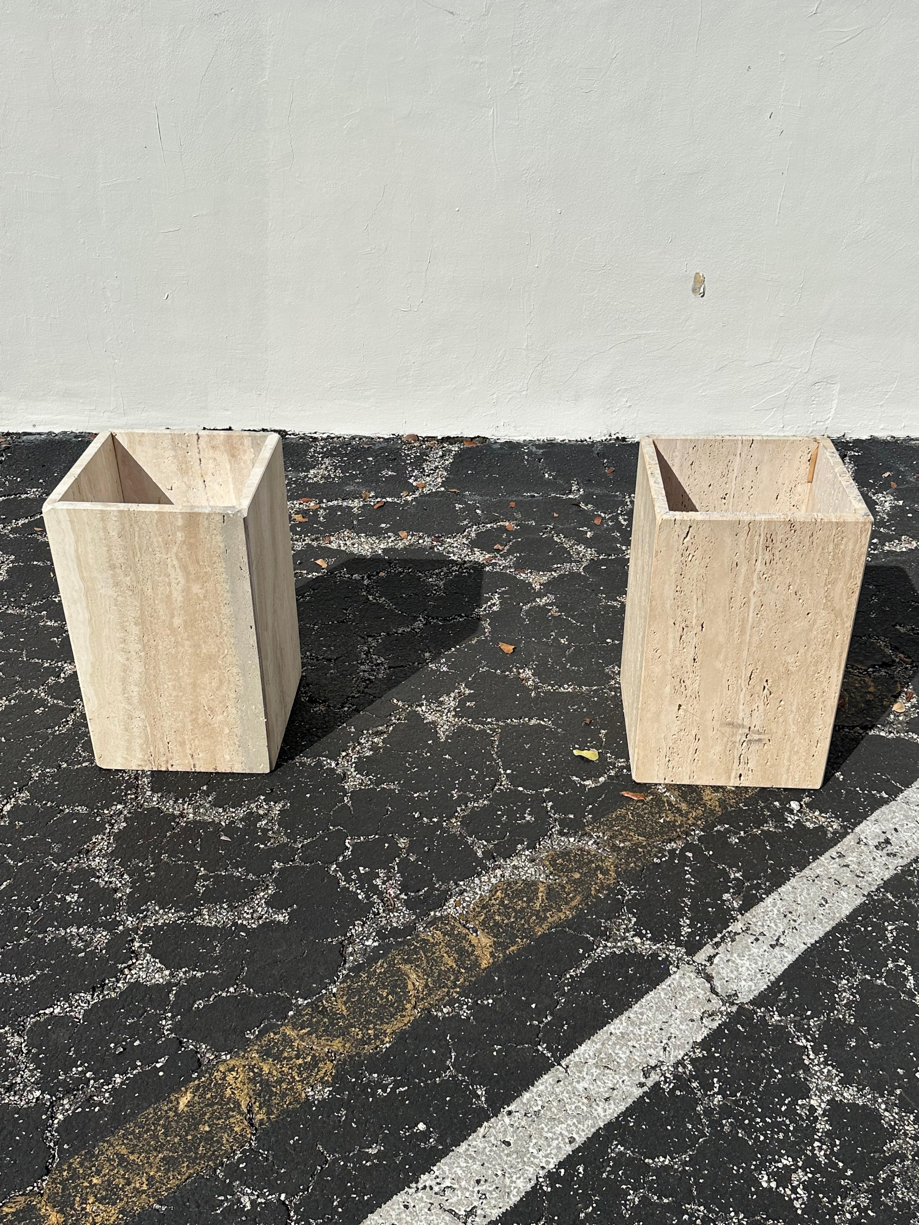 1970s Italian Travertine Square End Tables, Set of 2 For Sale 9