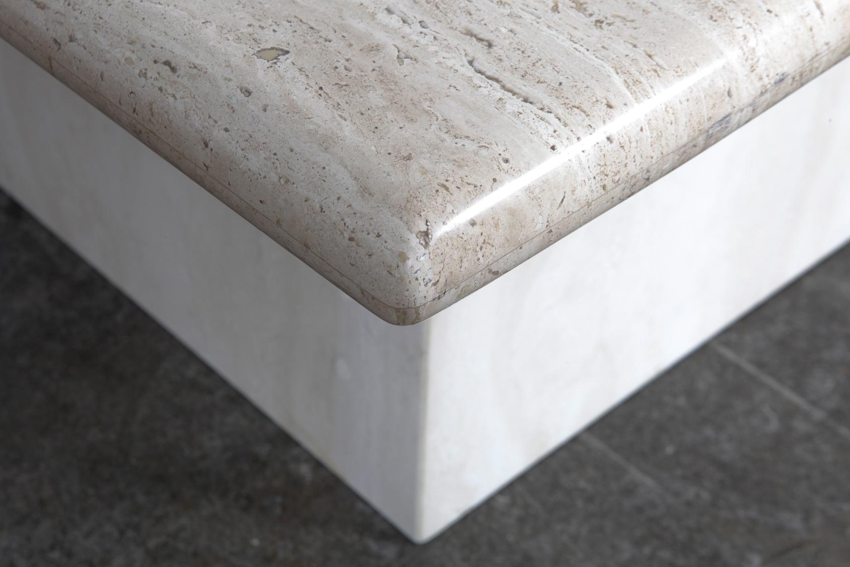 1970s Italian Travertine Square Top End Table with Pedestal Base For Sale 7