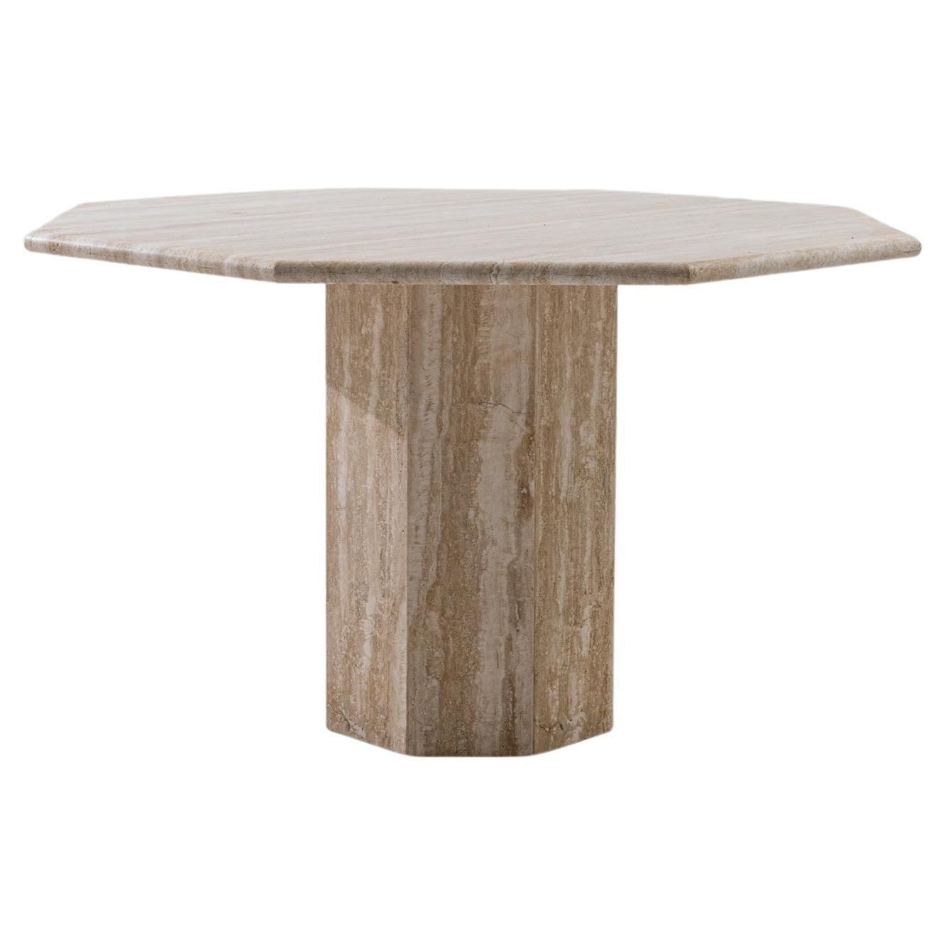 Vintage Center Table in Wood and Travertine, 1970s For Sale at 1stDibs