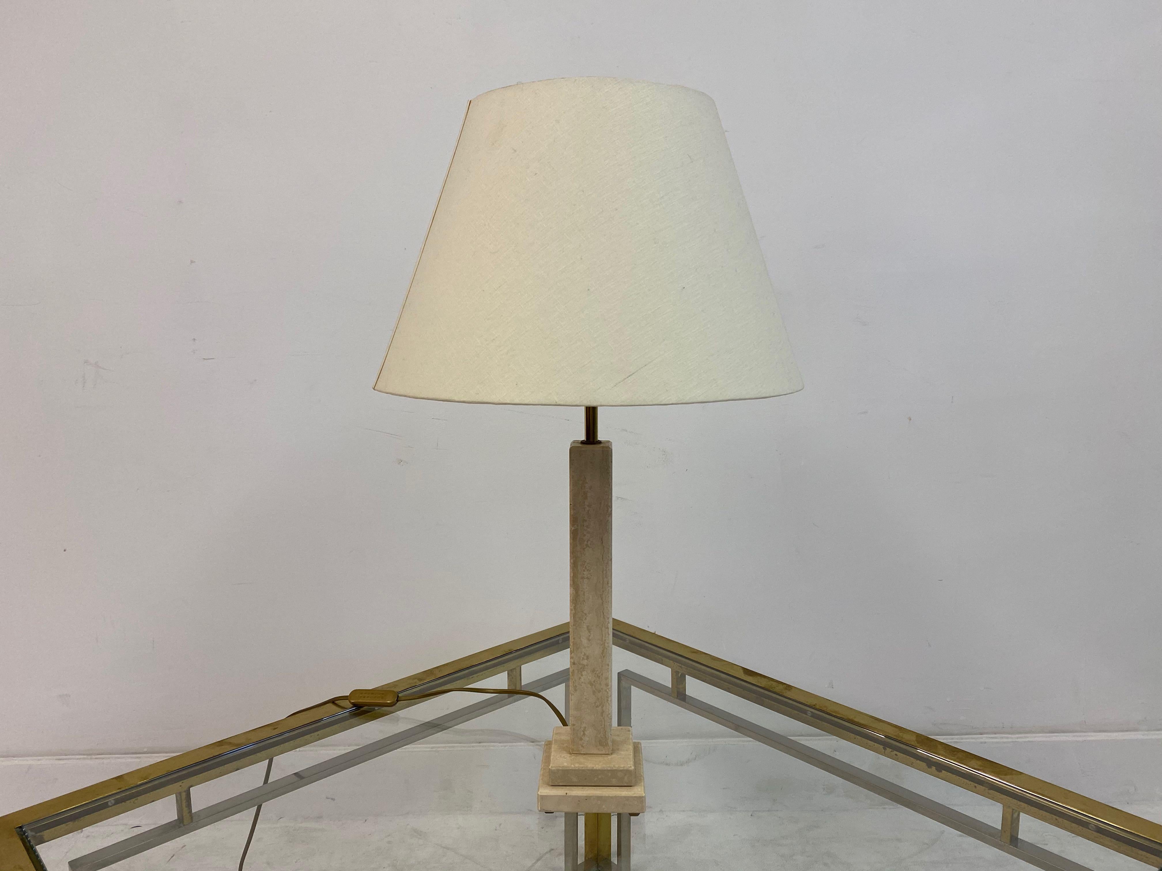 Mid-Century Modern 1970s Italian Travertine Table Lamp