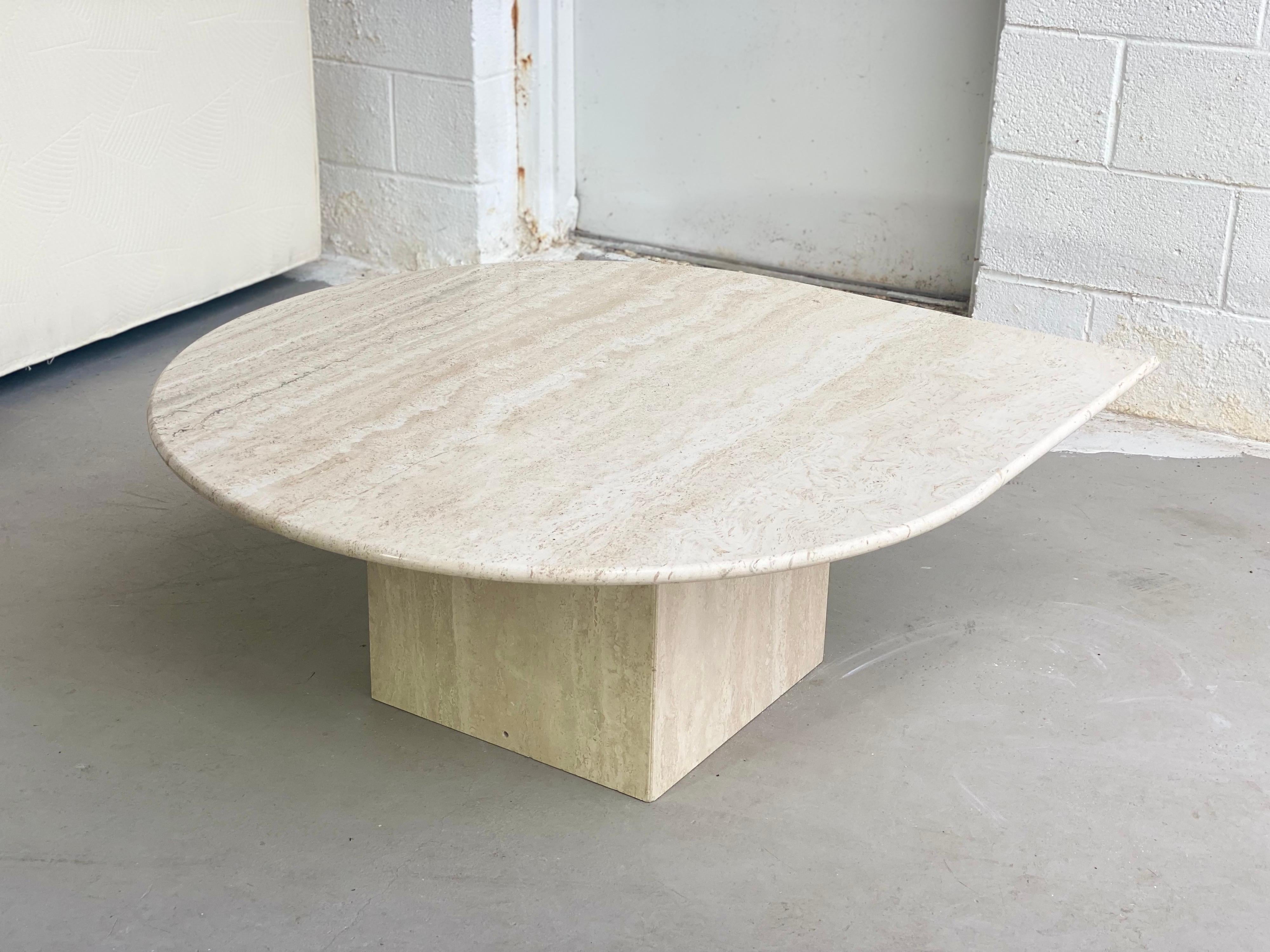 Modern 1970s Italian Travertine Teardrop Coffee Table