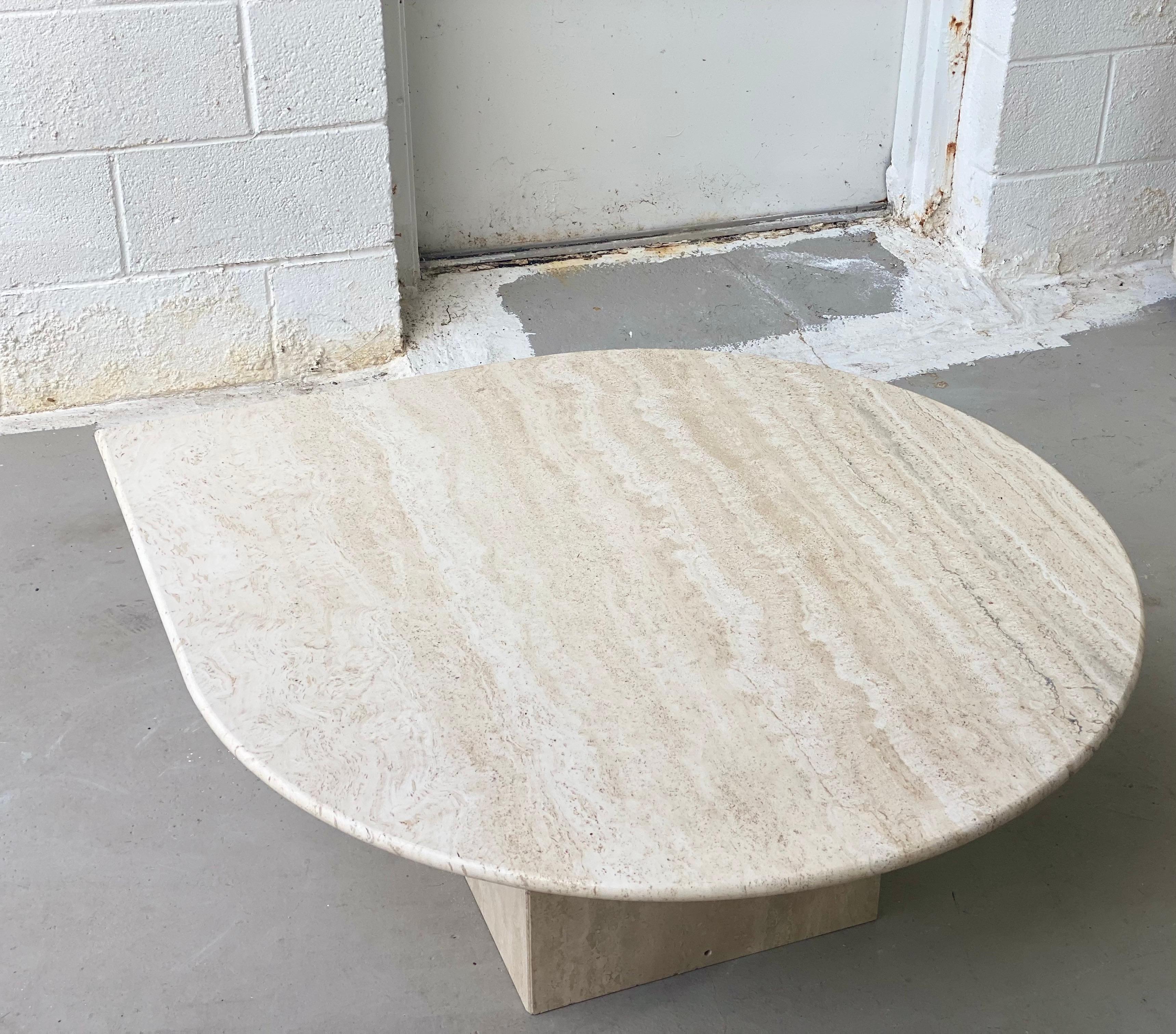 Late 20th Century 1970s Italian Travertine Teardrop Coffee Table
