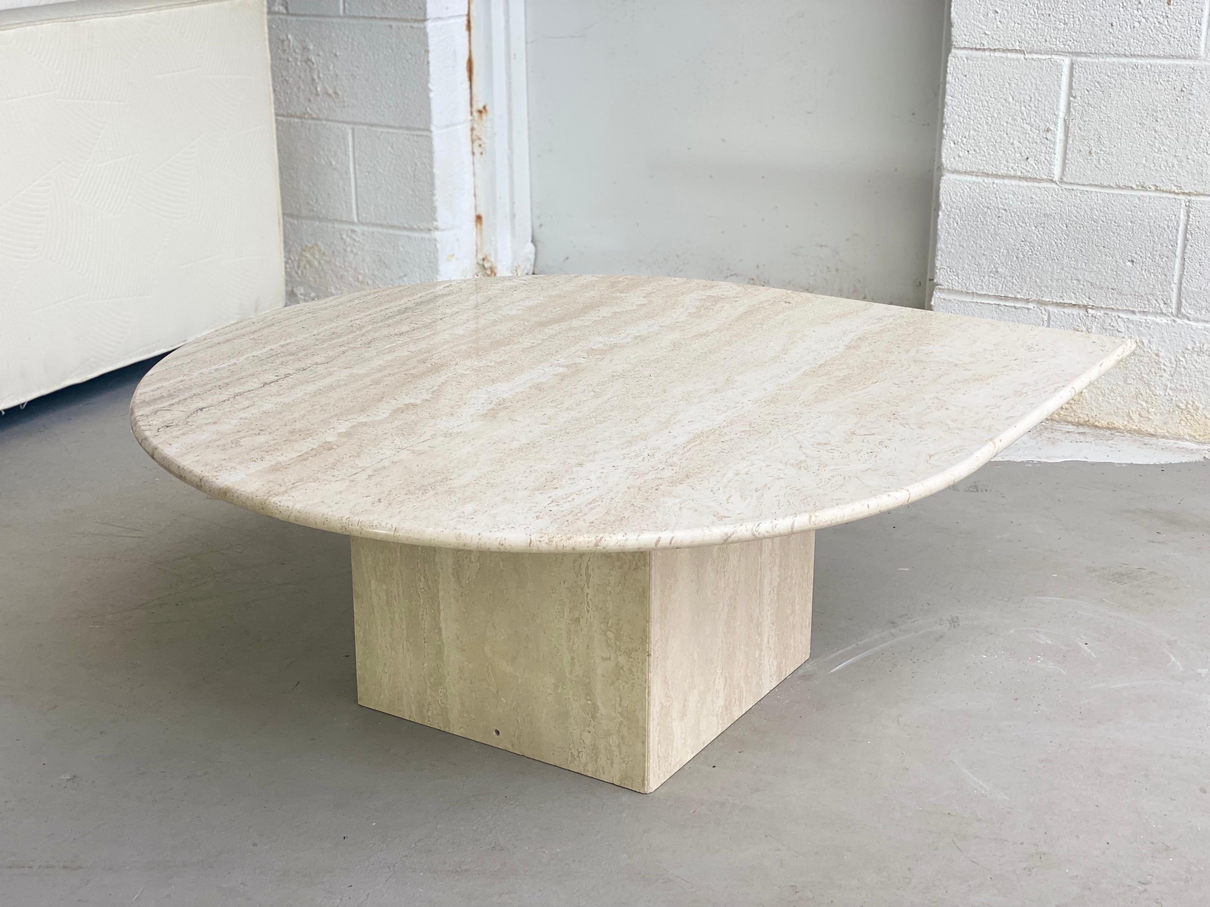 1970s Italian Travertine Teardrop Coffee Table 1