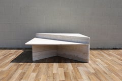 1970s Italian Travertine Triangular Two-Piece Coffee Table
