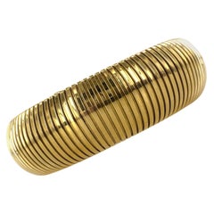 1970's Italian Tubogas 18 Karat Yellow Gold Flexible Wide Vintage Bracelet