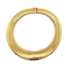 1970's Italian Tubogas 18 Karat Yellow Gold Graduated Vintage Necklace