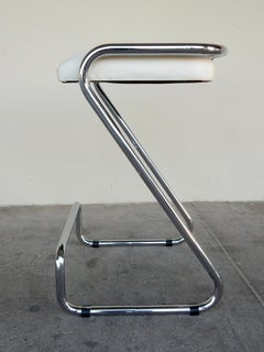 Mid Century Italian Tubular Chrome Z Bar Stool Set