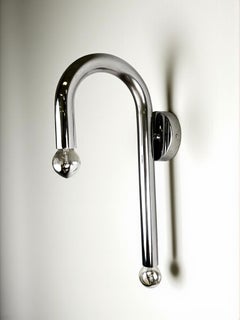 1970s Italian Tubular Wall Light, Chromed Metal, Space-Age Design