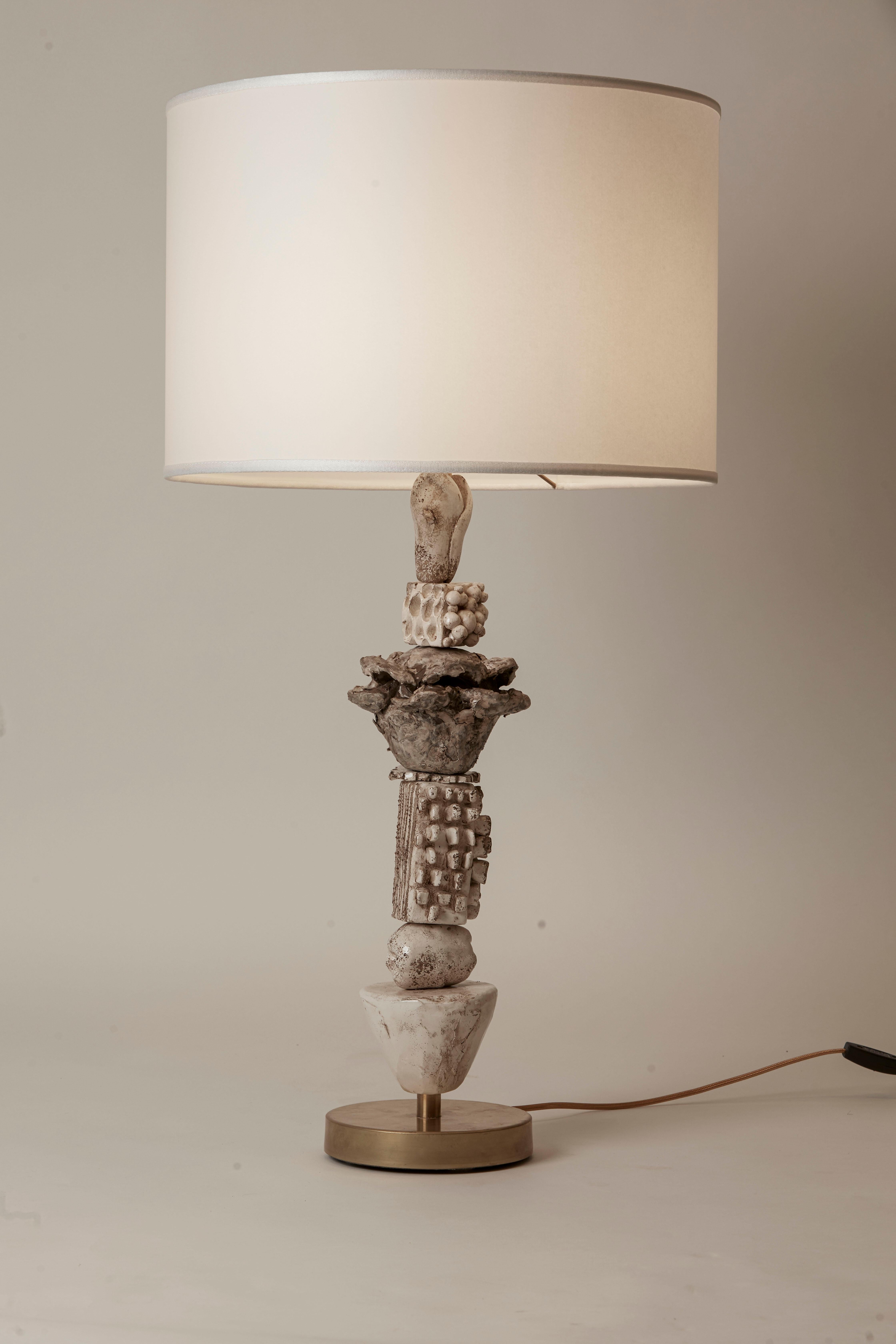 1970's Italienisch Einzigartige Keramik Lampe & Schirm (Ende des 20. Jahrhunderts) im Angebot