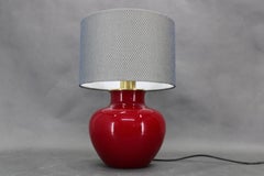 1970er Jahre Italienische VeArt Glastischlampe mit Lampenschirm aus Stoff