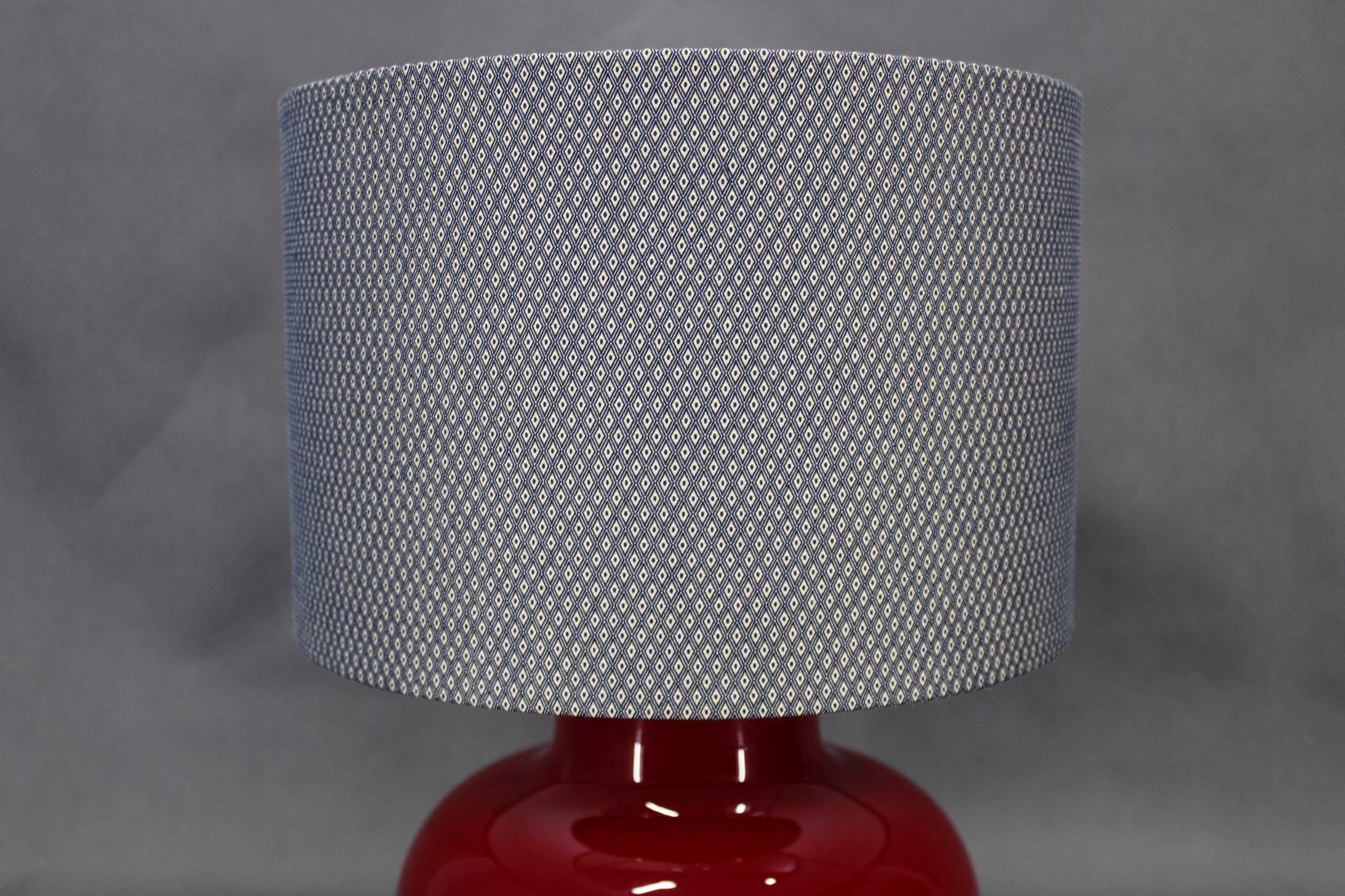 1970s Italian VeArt Glass Table Lamp with Fabric Lamp Shade For Sale 1