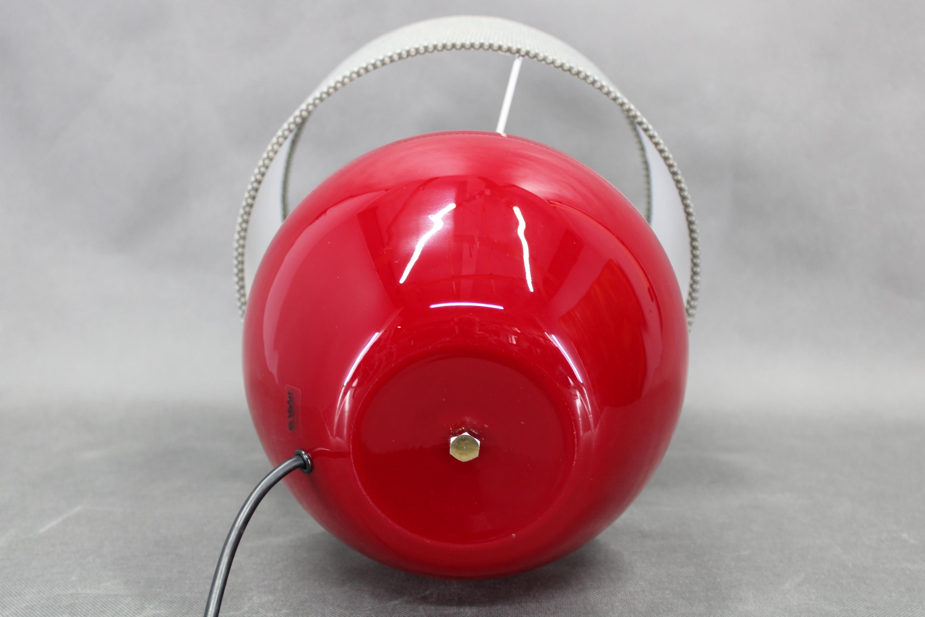 1970s Italian VeArt Glass Table Lamp with Fabric Lamp Shade For Sale 3