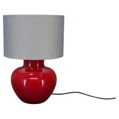 1970s Italian VeArt Glass Table Lamp with Fabric Lamp Shade