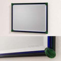 1970s Italian Venetian Mirror Murano Glass in Blue and Green by La Murrina