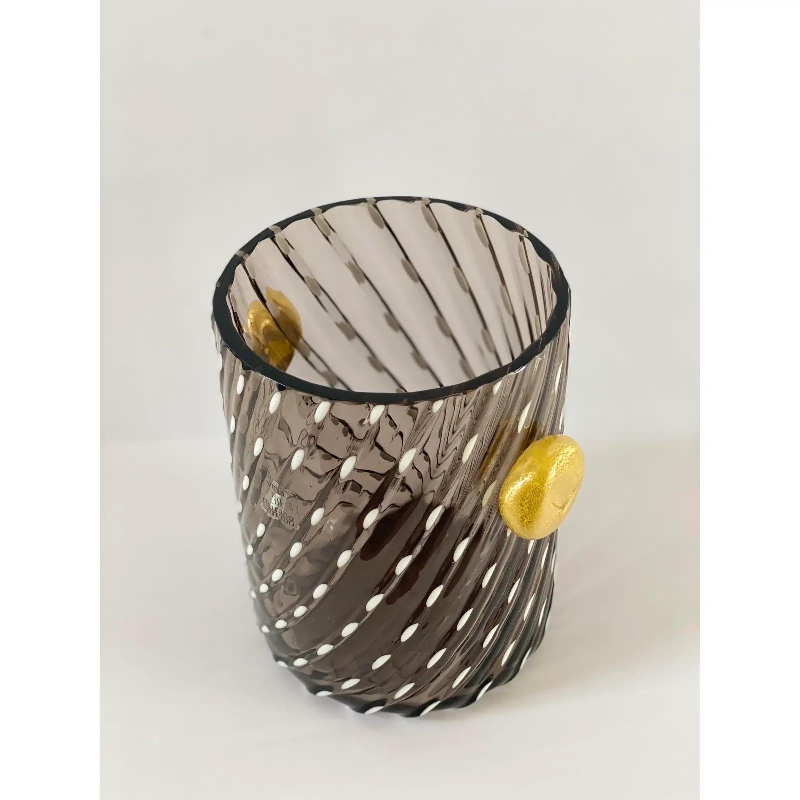 Late 20th Century 1970s Italian Vetri DI Murano Hand Blown Art Glass Vase For Sale