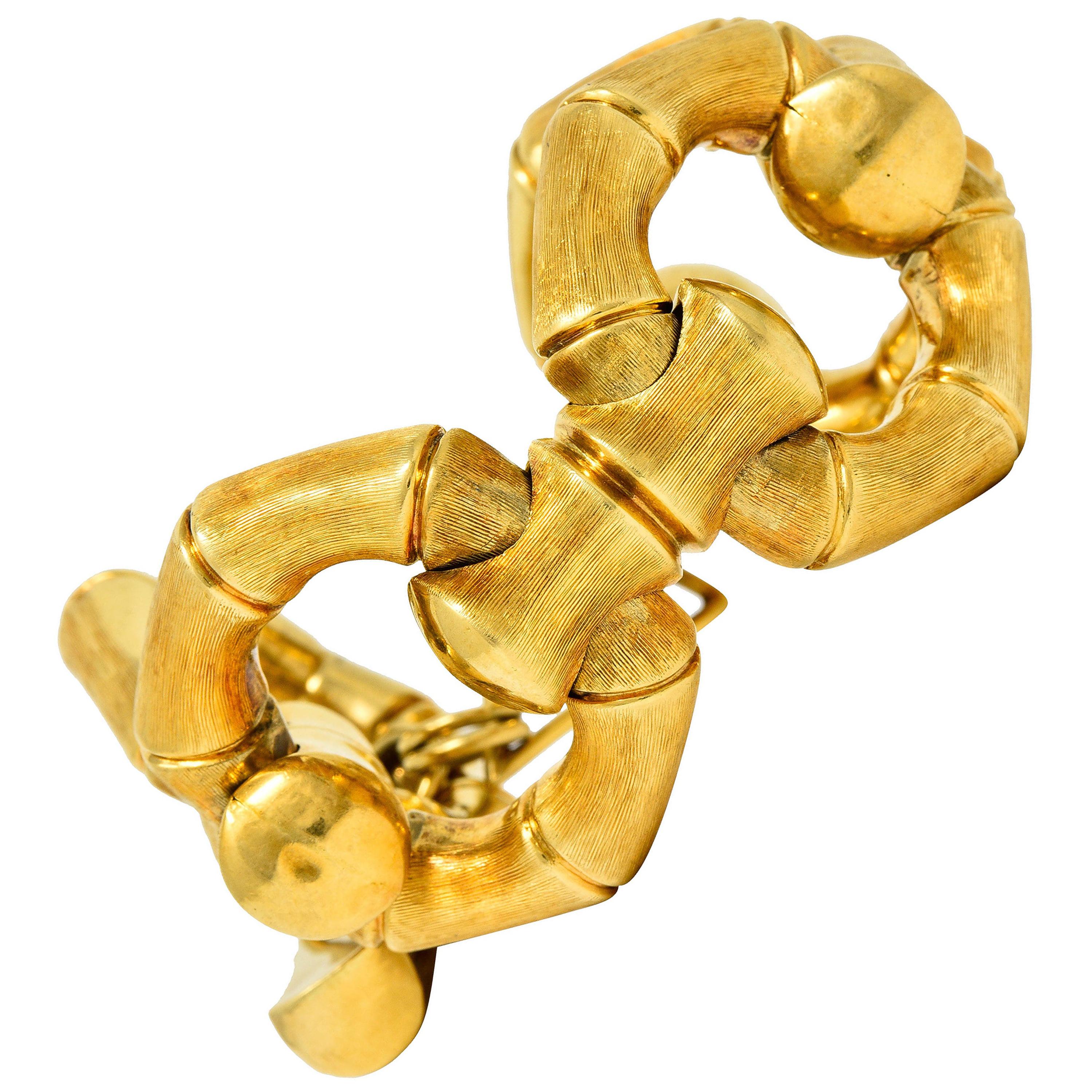 1970
s Italian Vintage 18 Karat Gold Bamboo Link Bracelet