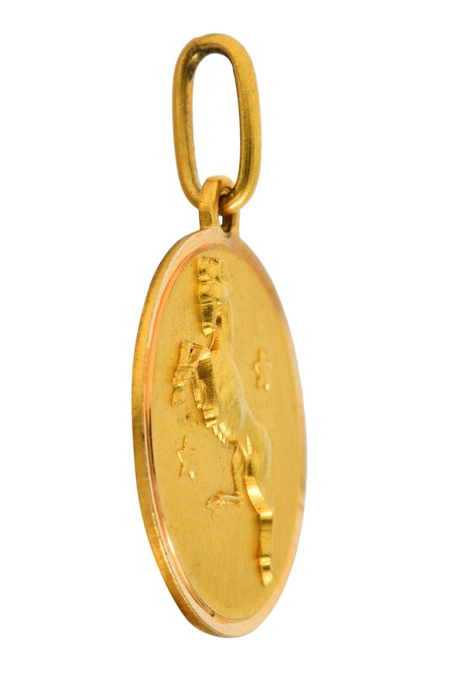 1970's Italian Vintage 18 Karat Yellow Gold Aries Zodiac Charm In Excellent Condition In Philadelphia, PA