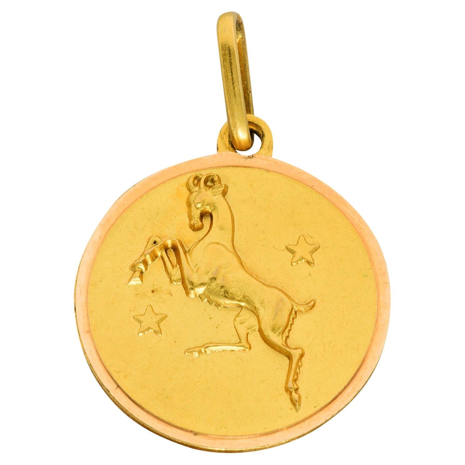 1970's Italian Vintage 18 Karat Yellow Gold Aries Zodiac Charm