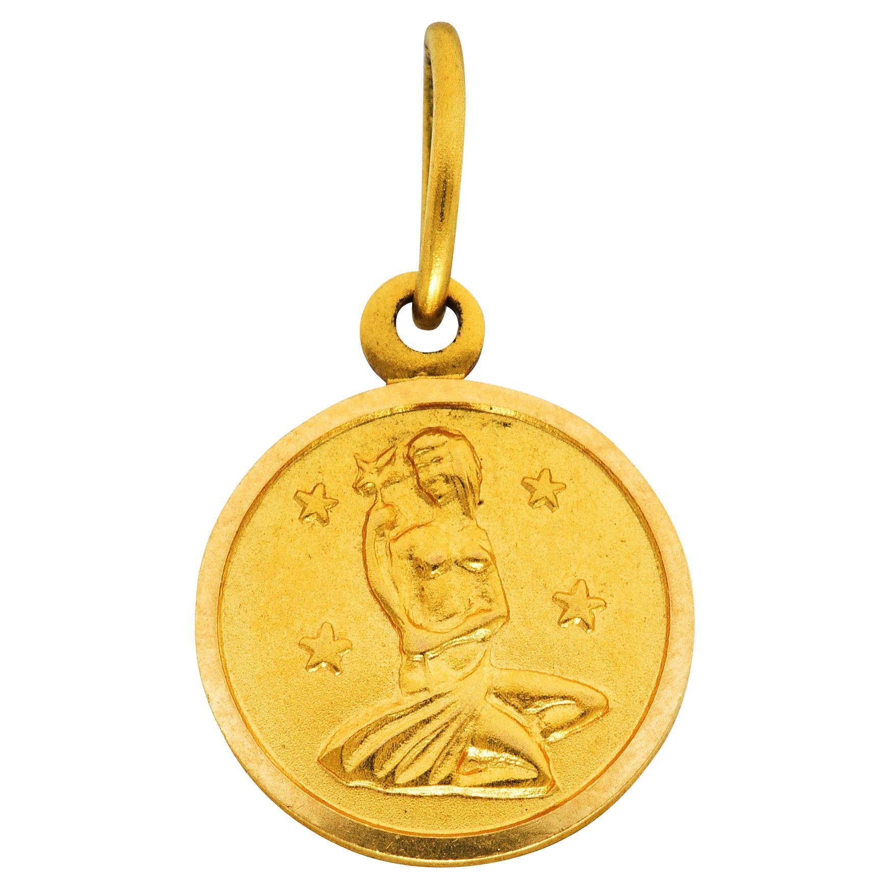 1970
s Italian Vintage 18 Karat Yellow Gold Virgo Zodiac Charm
