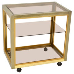 1970s Italian Vintage Brass Drinks Trolley by Zevi