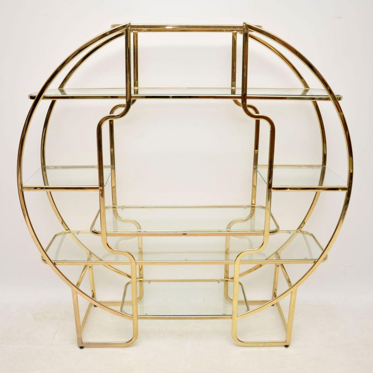 1970s Italian Vintage Brass and Glass Display Cabinet or Bookcase 4
