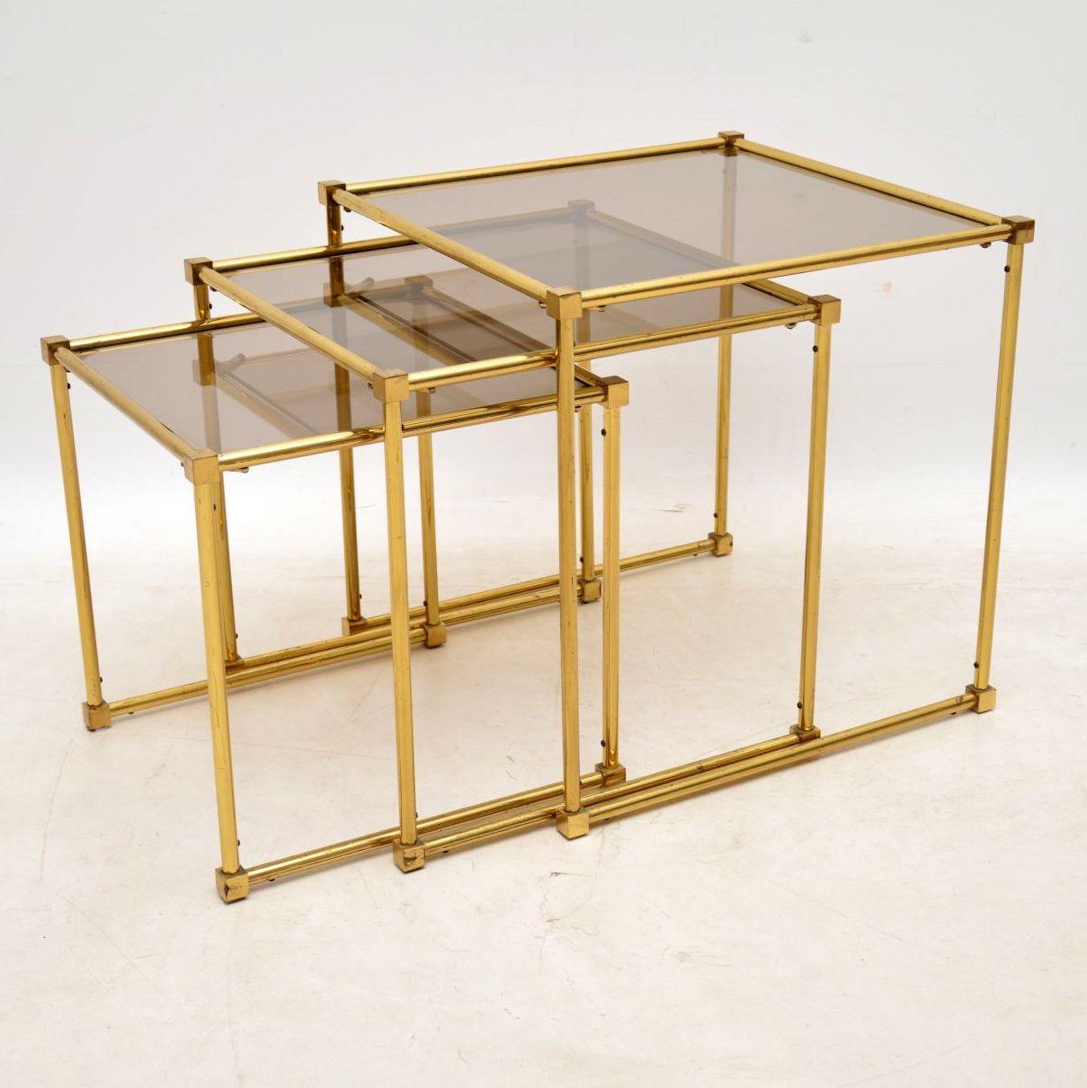 1970s Italian Vintage Brass Nest of Tables In Excellent Condition In London, GB