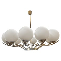 1970s Italian Vintage Brass Spheral Chandelier