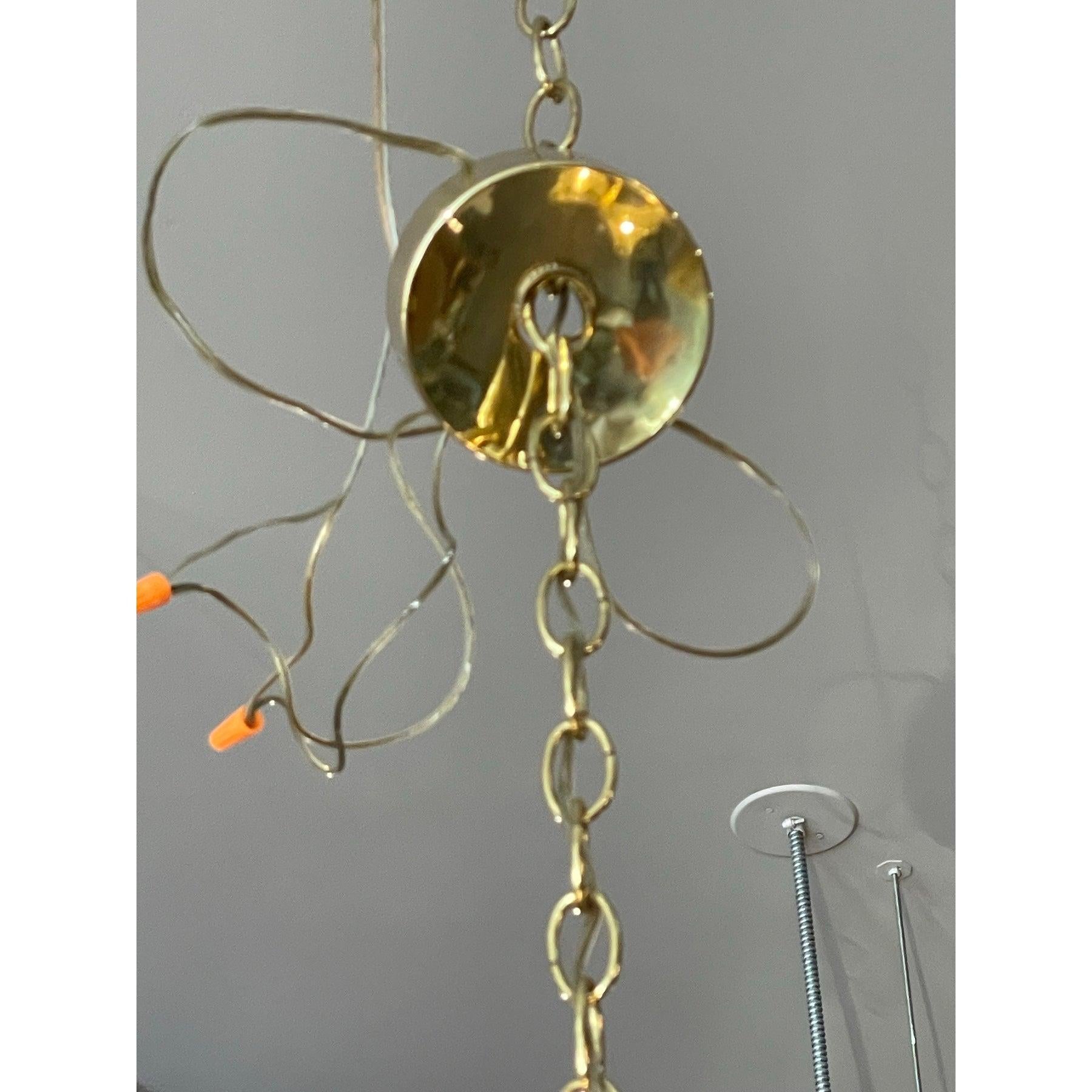 1970s Italian Vintage Gaetano Sciolari Glass Rod and Brass Chandelier For Sale 1