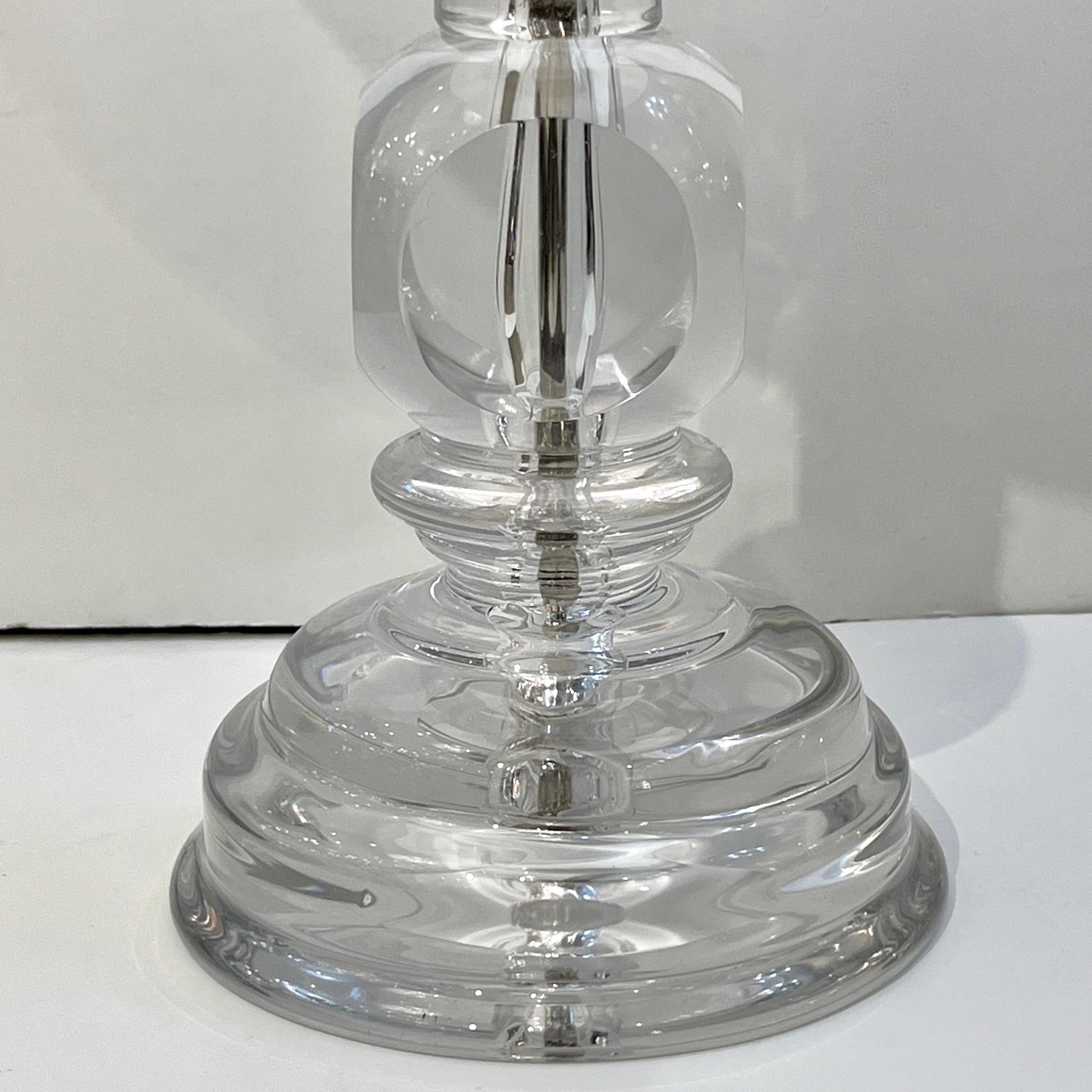 Paar italienische organische Vintage-Tischlampen aus gedrechseltem, facettiertem Kristallglas, 1970er Jahre im Angebot 4