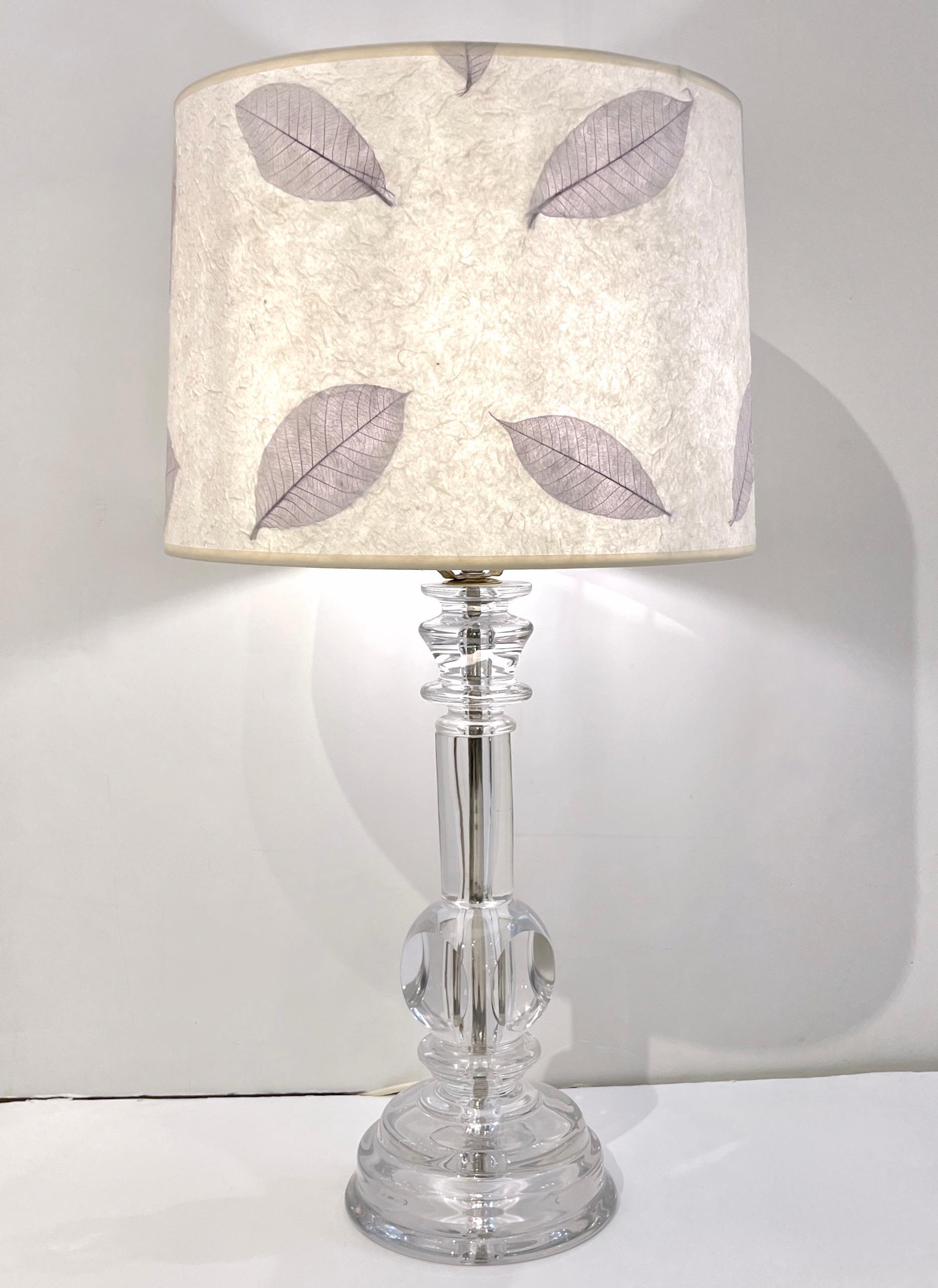 Mid-Century Modern 1970s Italian Vintage Organic Pair of Turned Faceted Crystal Glass Table Lamps For Sale