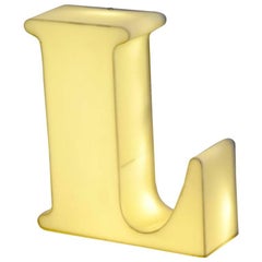 1970s Italian Vintage Plastic Light Letter L in Cream Color