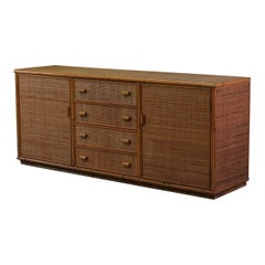 Credenza in vimini vintage italiana degli anni '70