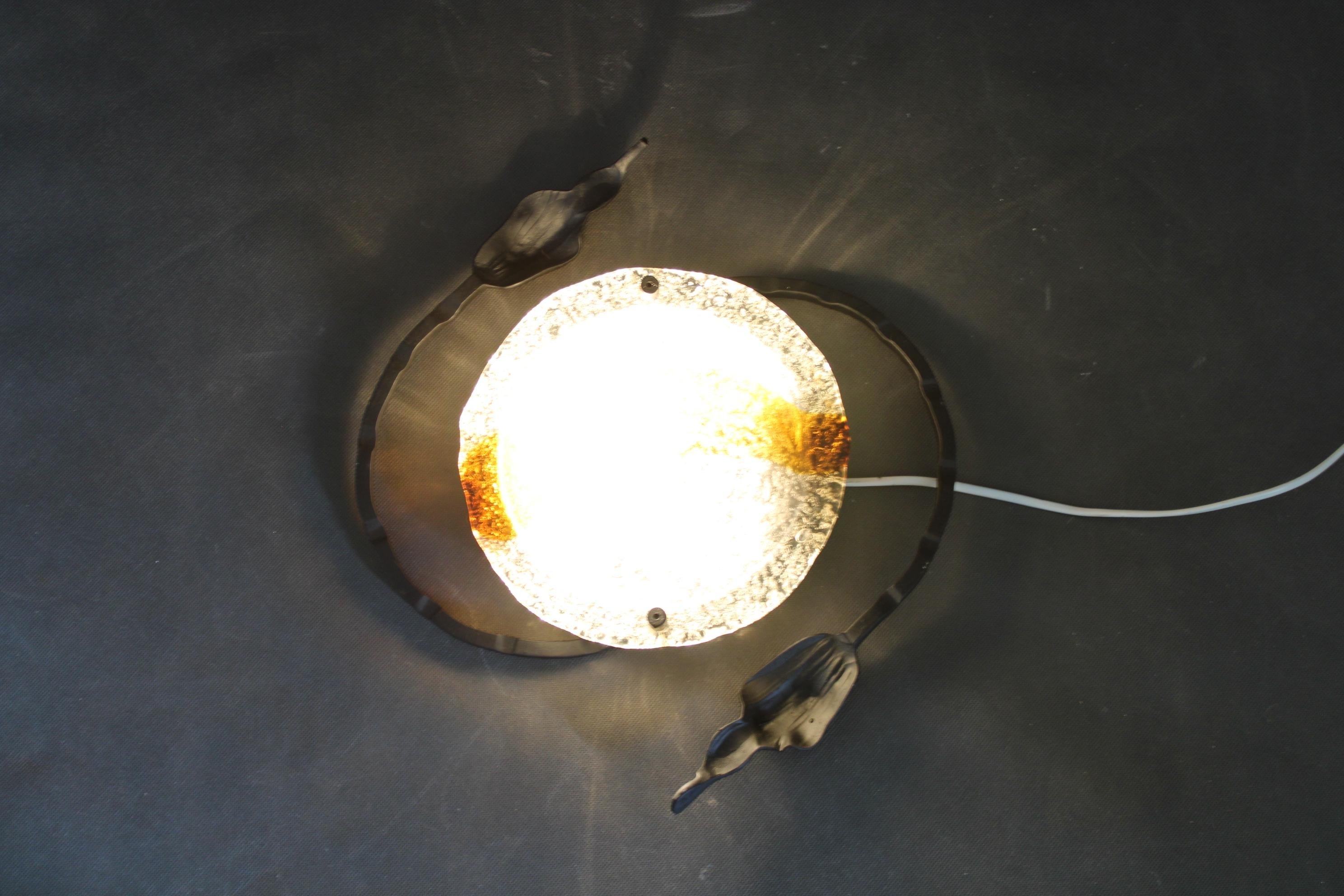 1970s Italian Wall Sculpture With Glass Shade For Sale 7