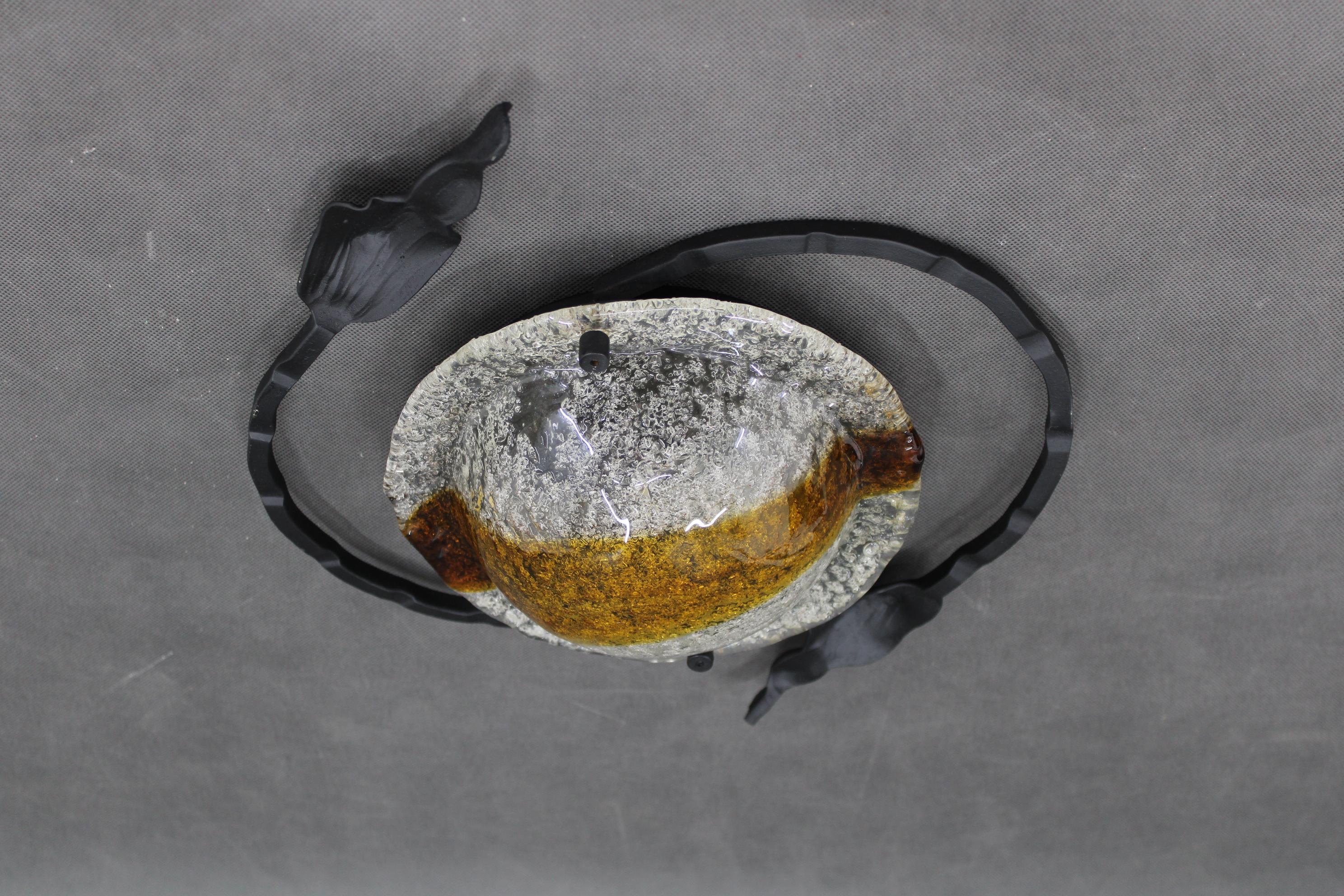 Mid-Century Modern 1970s Italian Wall Sculpture With Glass Shade For Sale