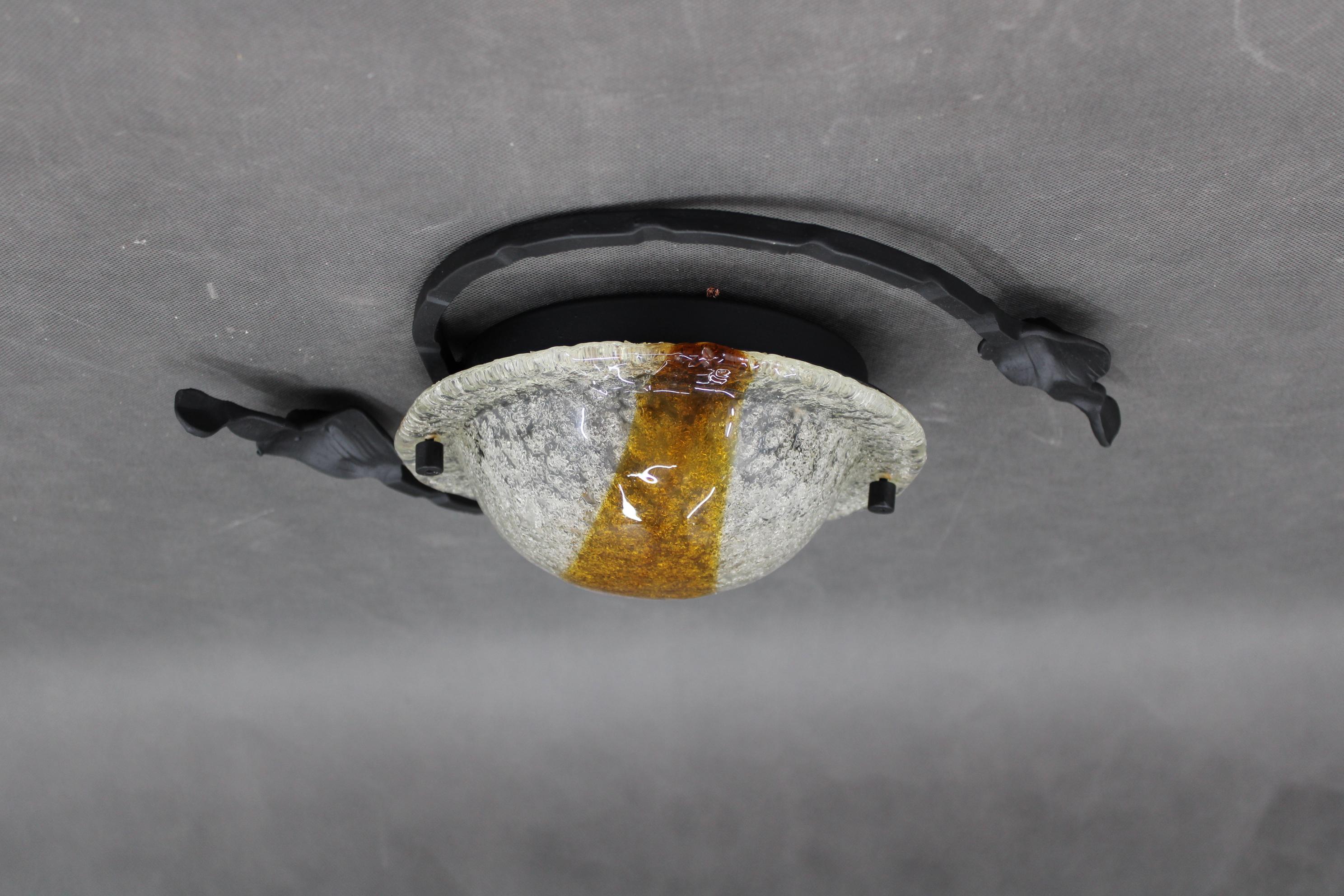 1970s Italian Wall Sculpture With Glass Shade In Good Condition For Sale In Praha, CZ