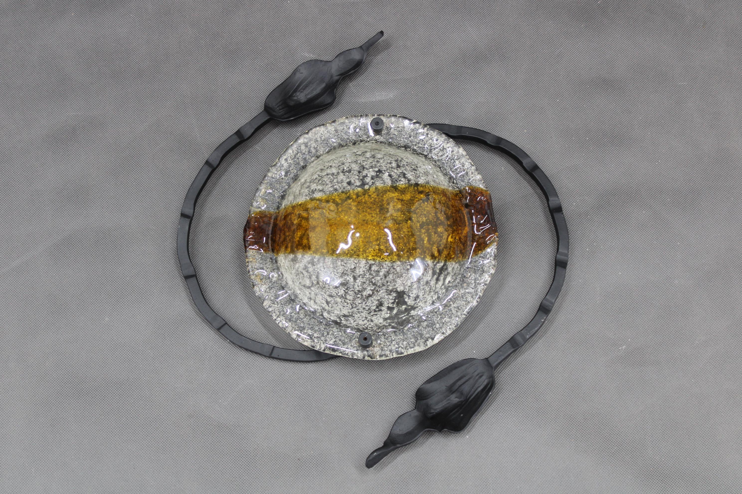 1970s Italian Wall Sculpture With Glass Shade For Sale 1