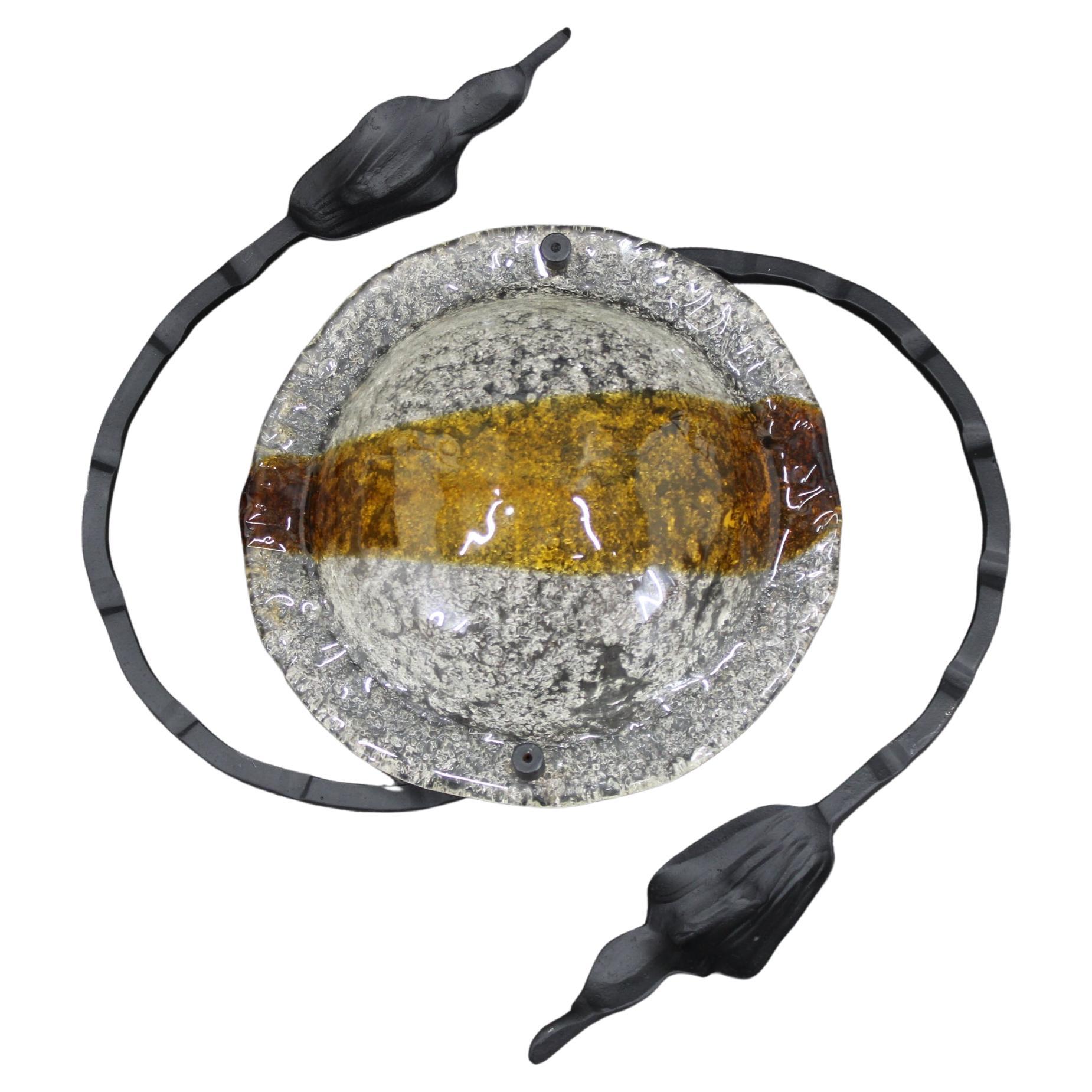 1970s Italian Wall Sculpture With Glass Shade