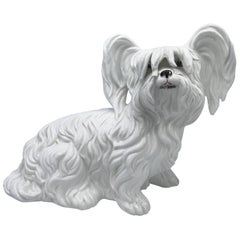 1970s Italian White Ceramic Mottahedeh Terrier Dog Sculpture