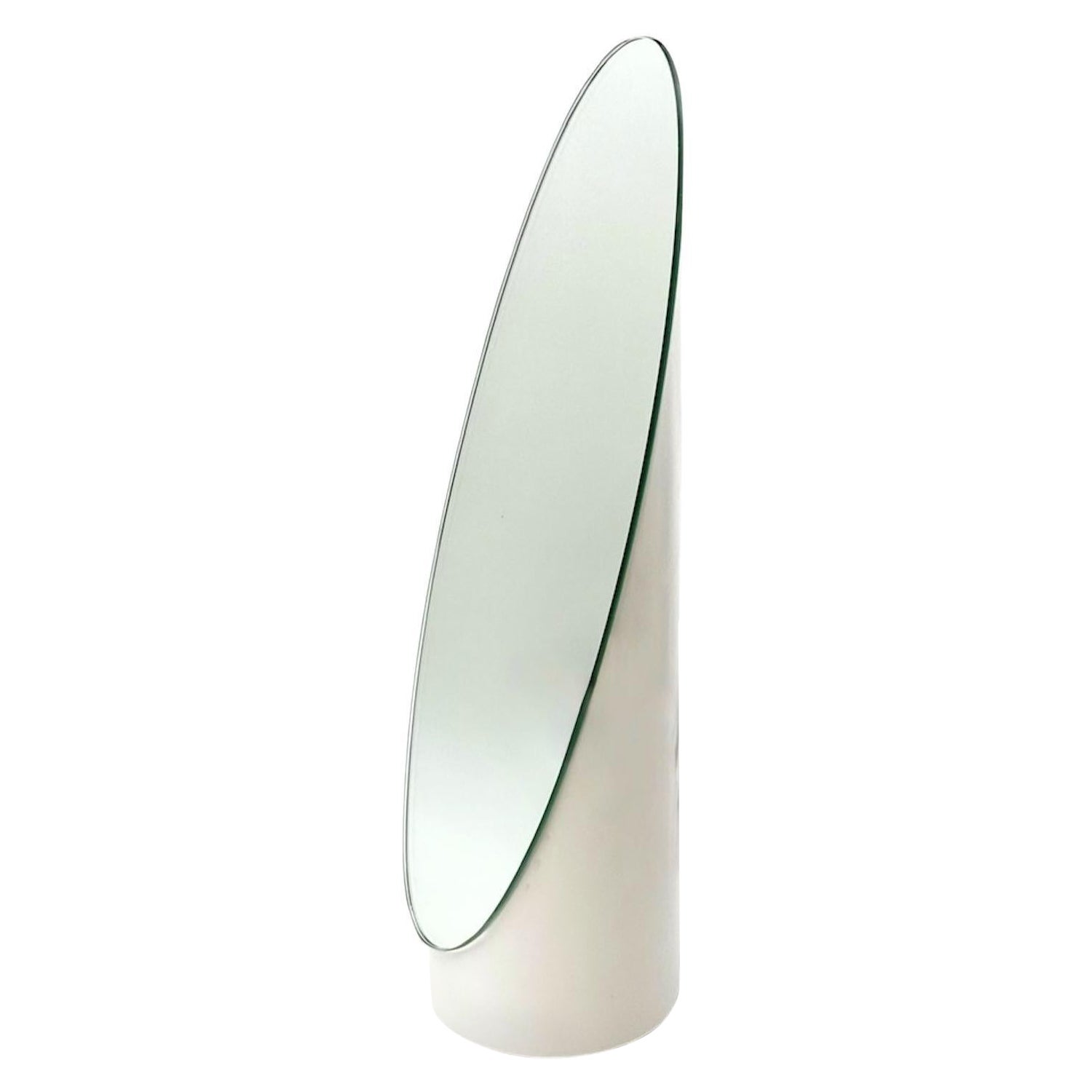 1970s Italian White Tabletop Lipstick Mirror in Sculptural Pop Plastic Design For Sale