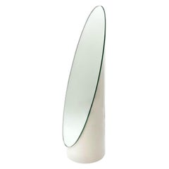 1970s Italian White Tabletop Lipstick Mirror in Sculptural Pop Plastic Design