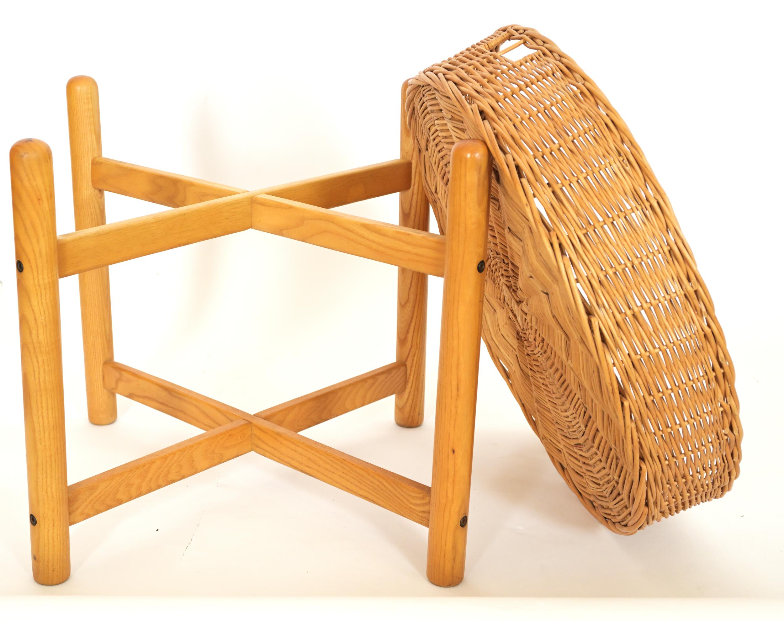 1970s Italian Wicker Basket Side Table In Good Condition In New York, NY