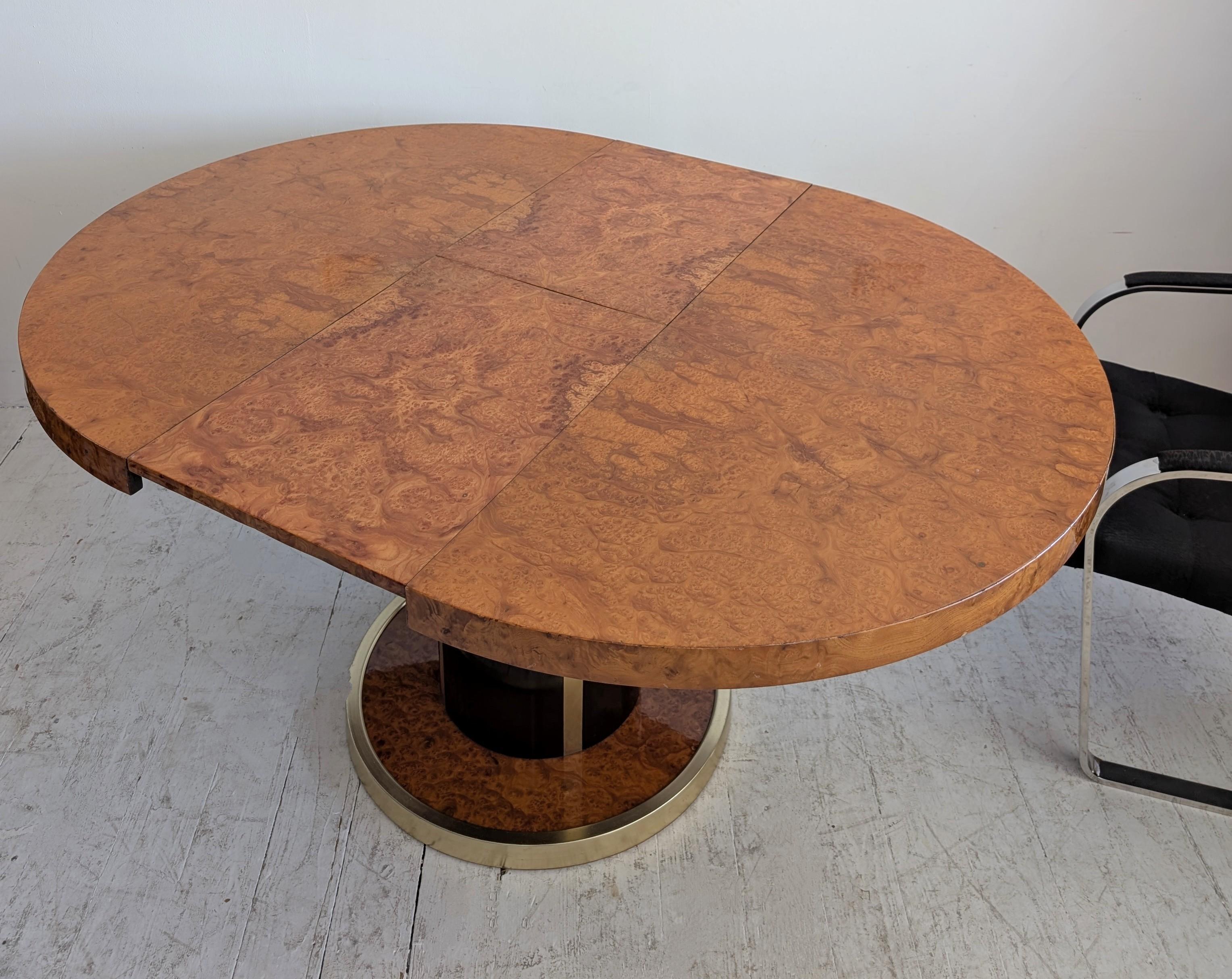 1970s Italian Willy Rizzo style extending burlwood lacquer & gold dining table 4
