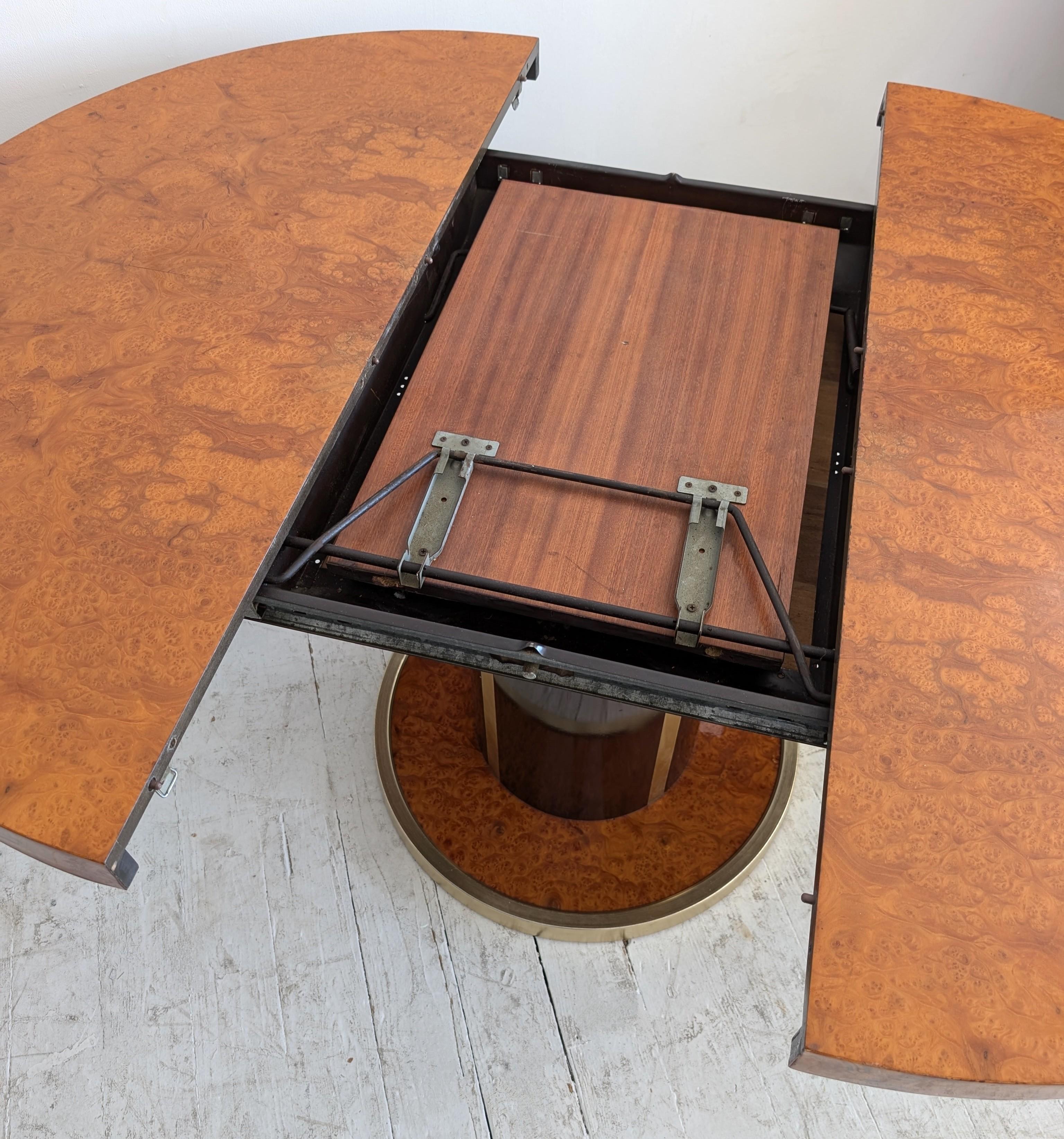 1970s Italian Willy Rizzo style extending burlwood lacquer & gold dining table 7