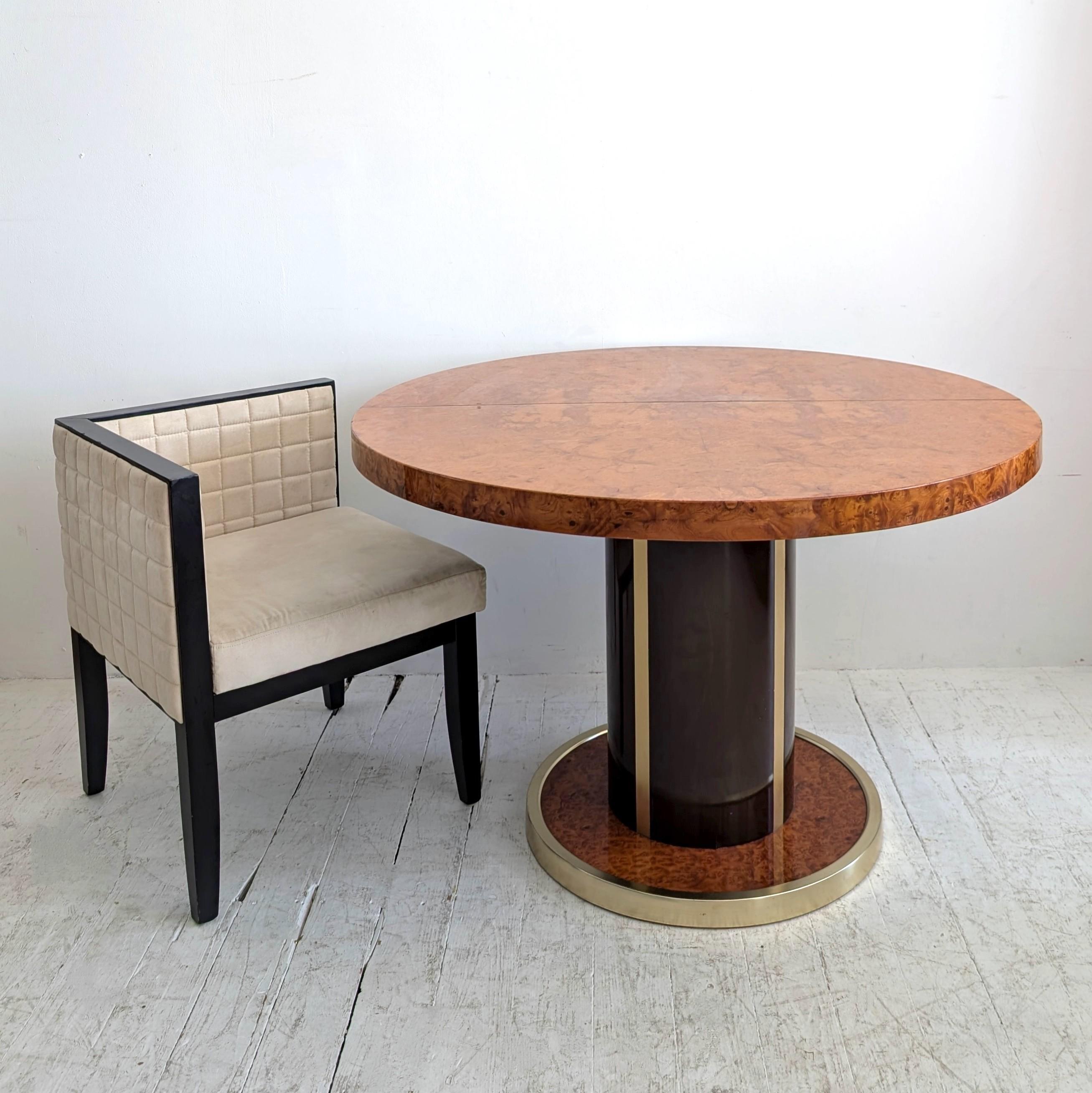 1970s Italian Willy Rizzo style extending burlwood lacquer & gold dining table 13