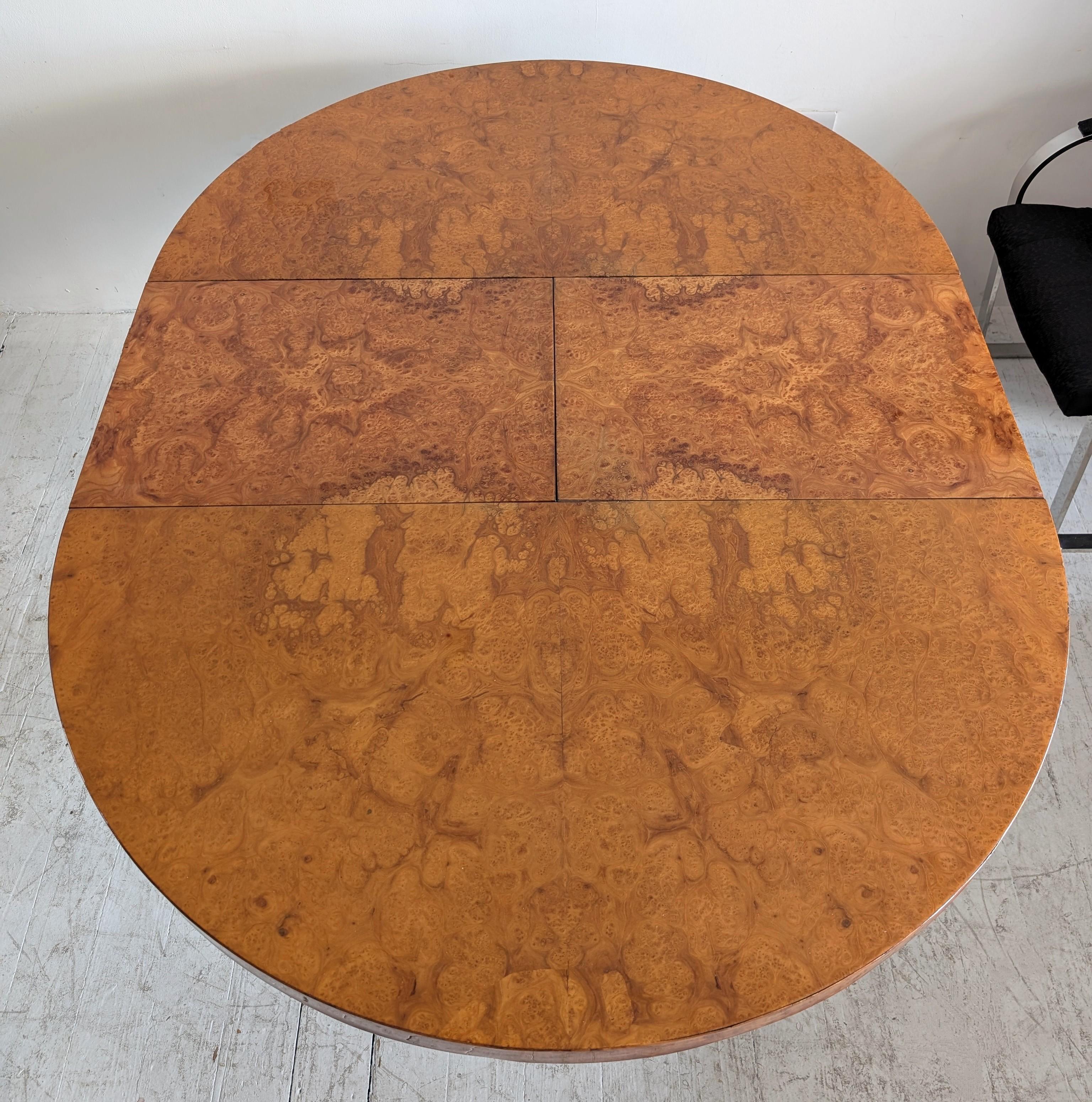 1970s Italian Willy Rizzo style extending burlwood lacquer & gold dining table 1