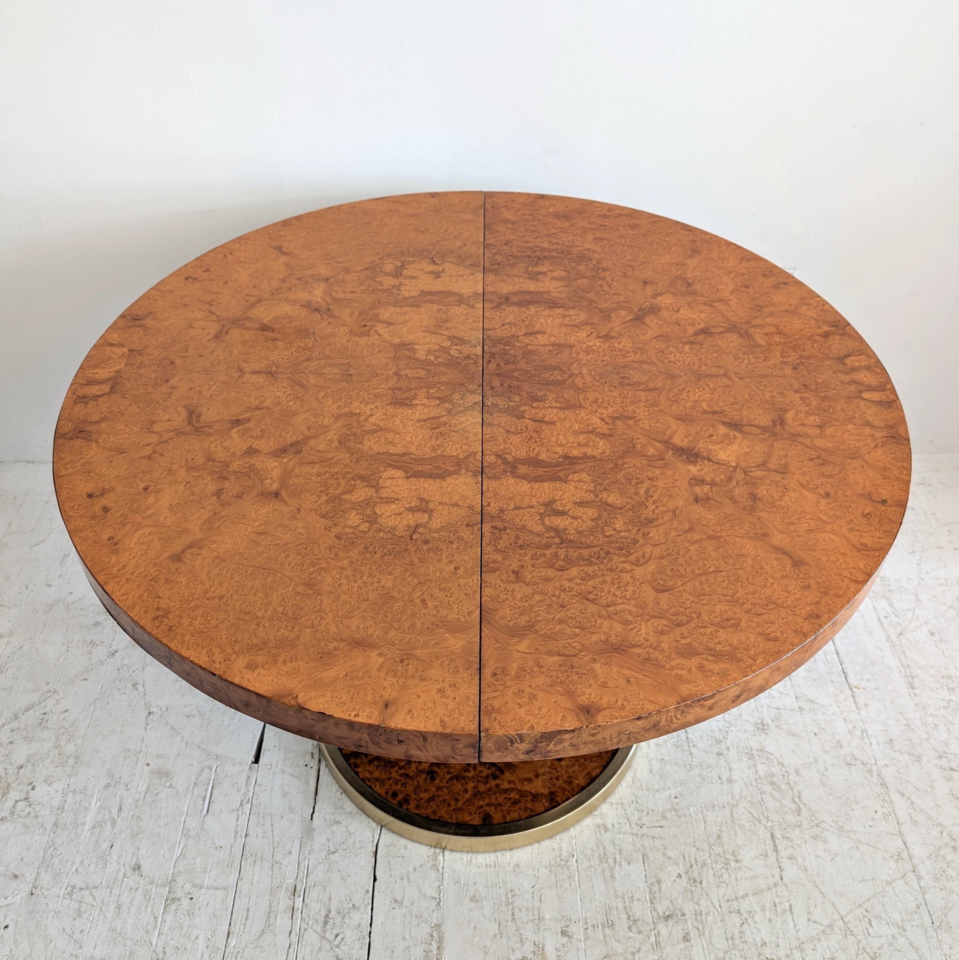 1970s Italian Willy Rizzo style extending burlwood lacquer & gold dining table 2