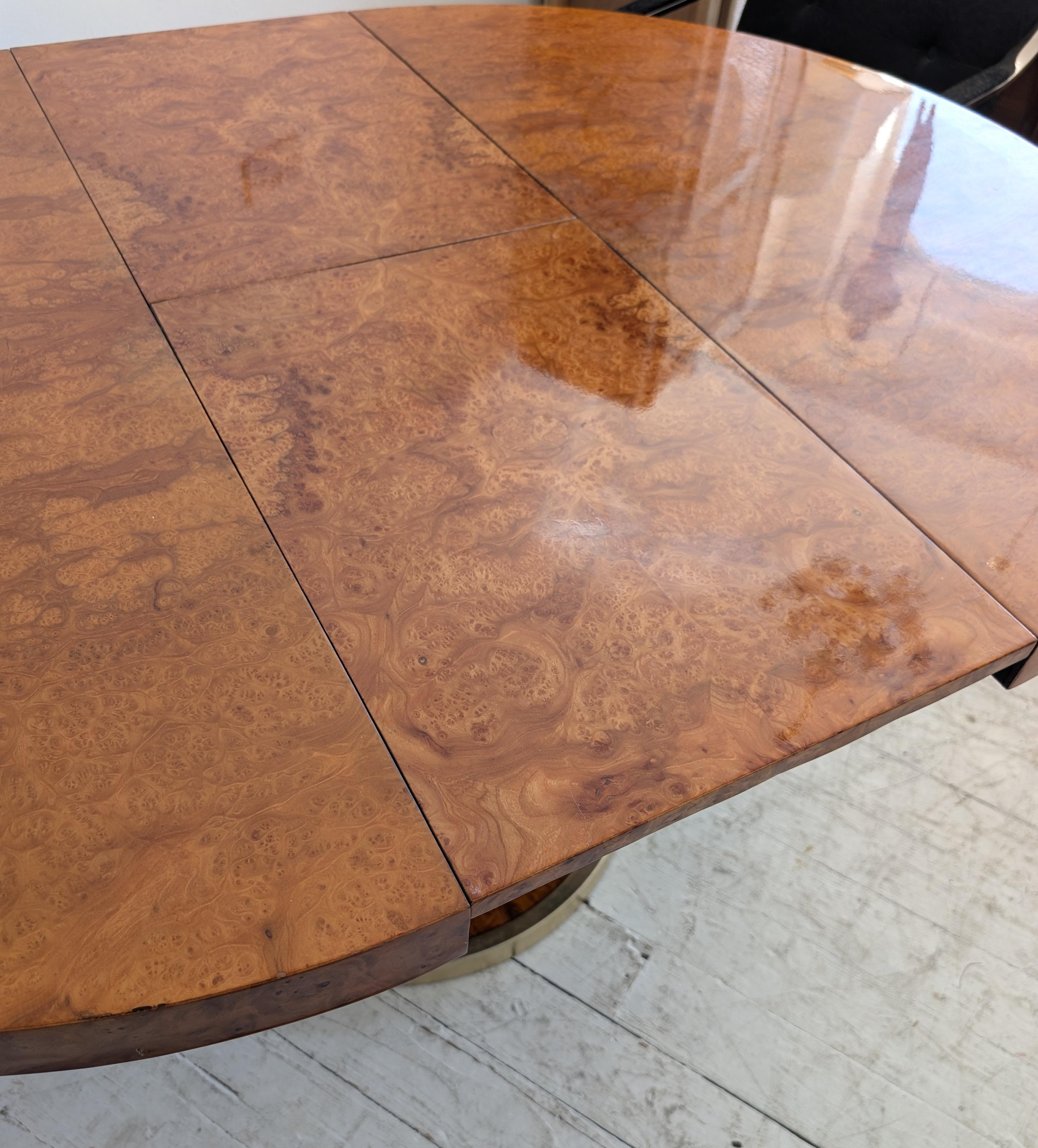 1970s Italian Willy Rizzo style extending burlwood lacquer & gold dining table 3