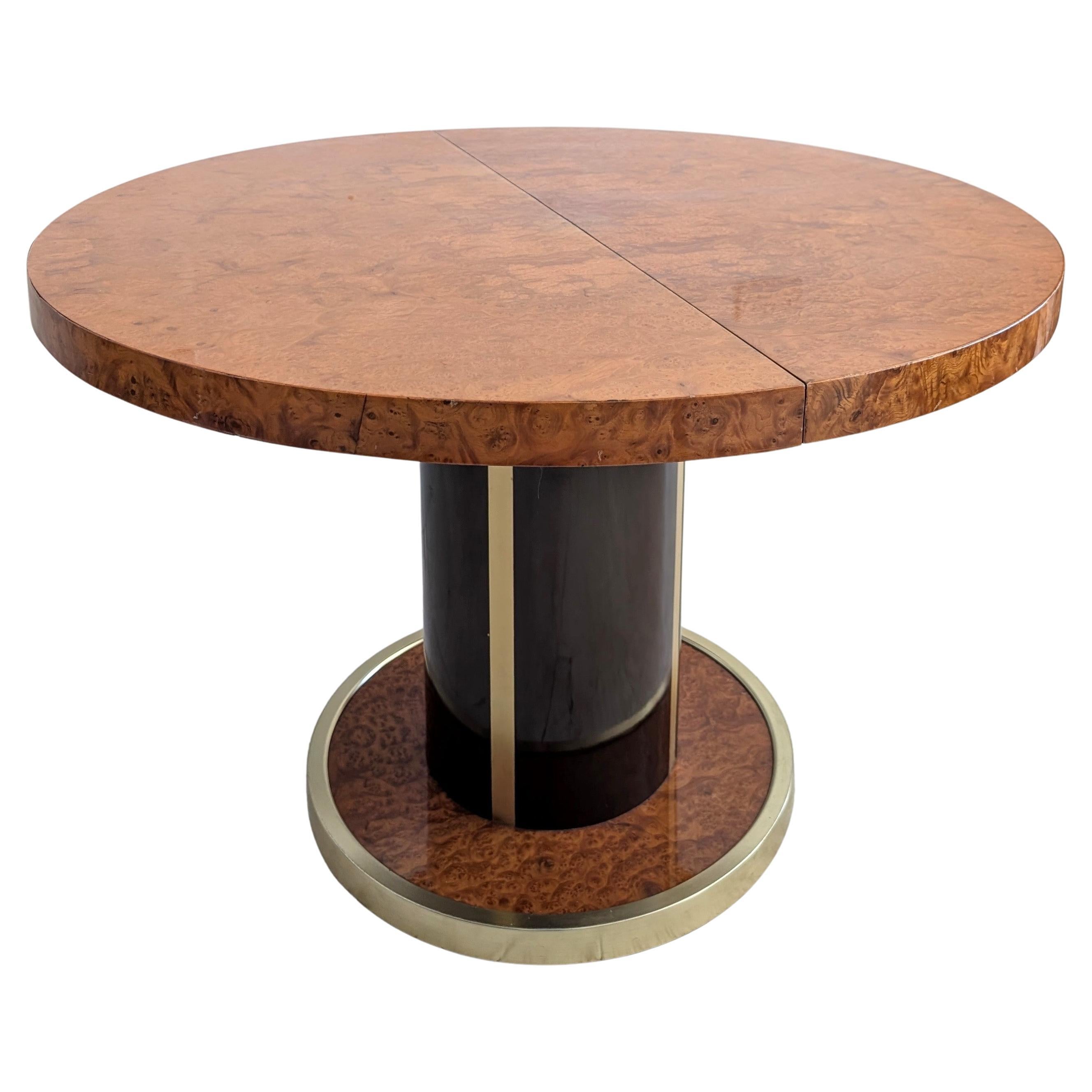 1970s Italian Willy Rizzo style extending burlwood lacquer & gold dining table