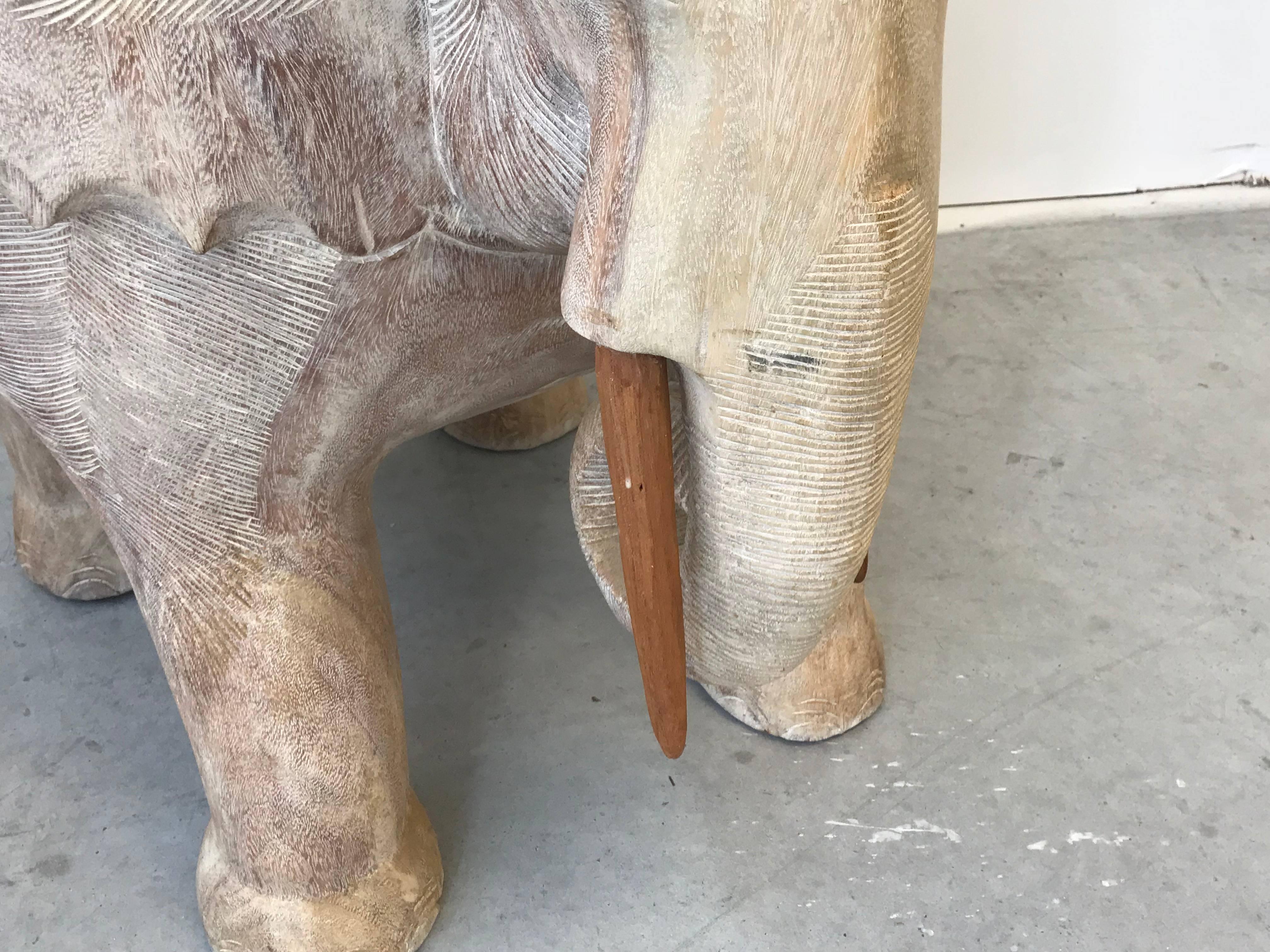wood elephant chair